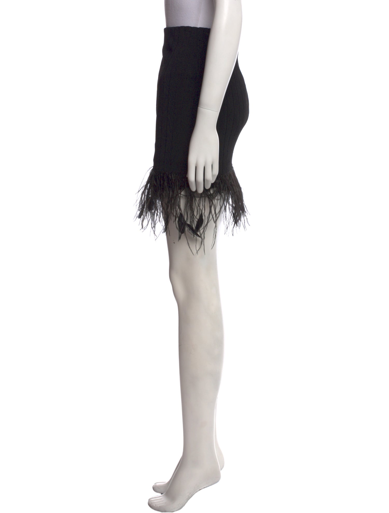 Ralph Lauren Black Label Feather Trim Knee-Length Skirt