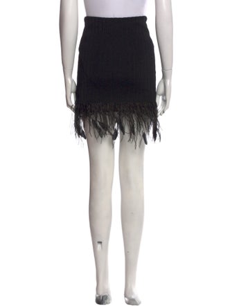 Ralph Lauren Black Label Feather Trim Knee-Length Skirt