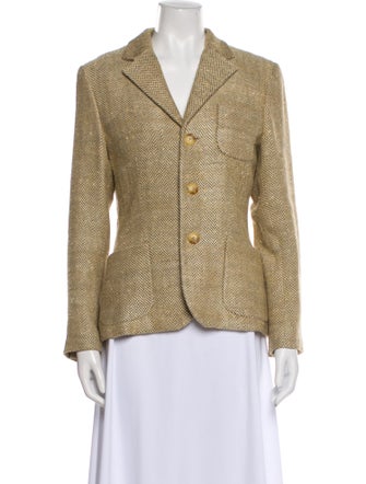 Ralph Lauren Black Label Silk Houndstooth Print Blazer