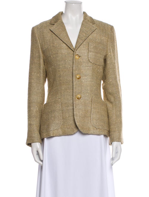 Ralph Lauren Black Label Silk Houndstooth Print Blazer