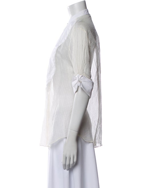 Ralph Lauren Black Label Mock Neck Three-Quarter Sleeve Button-Up Top