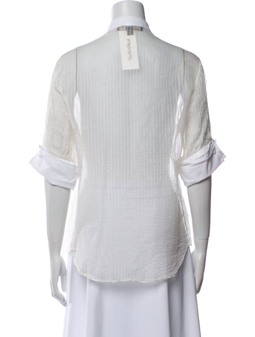 Ralph Lauren Black Label Mock Neck Three-Quarter Sleeve Button-Up Top