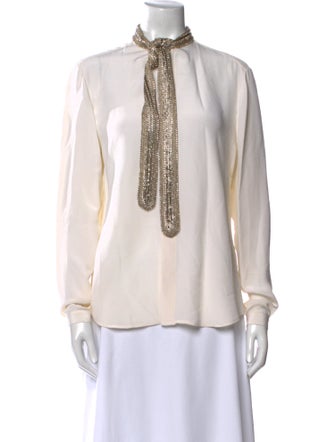 Ralph Lauren Black Label Silk Mock Neck Blouse