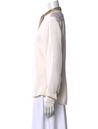 Ralph Lauren Black Label Silk Mock Neck Blouse