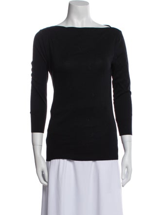 Ralph Lauren Black Label Bateau Neckline Three-Quarter Sleeve Top