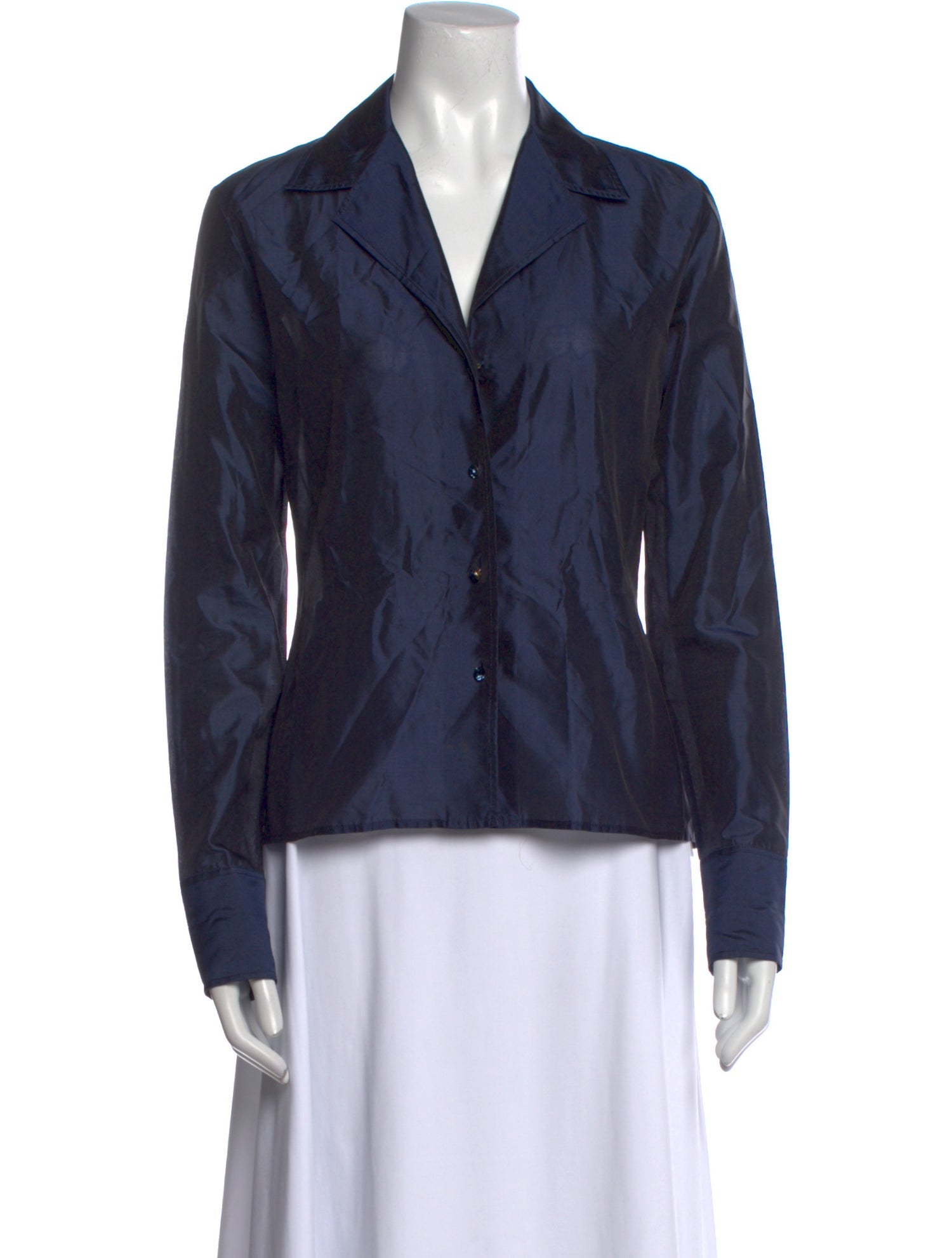 Ralph Lauren Black Label Silk Long Sleeve Button-Up Top