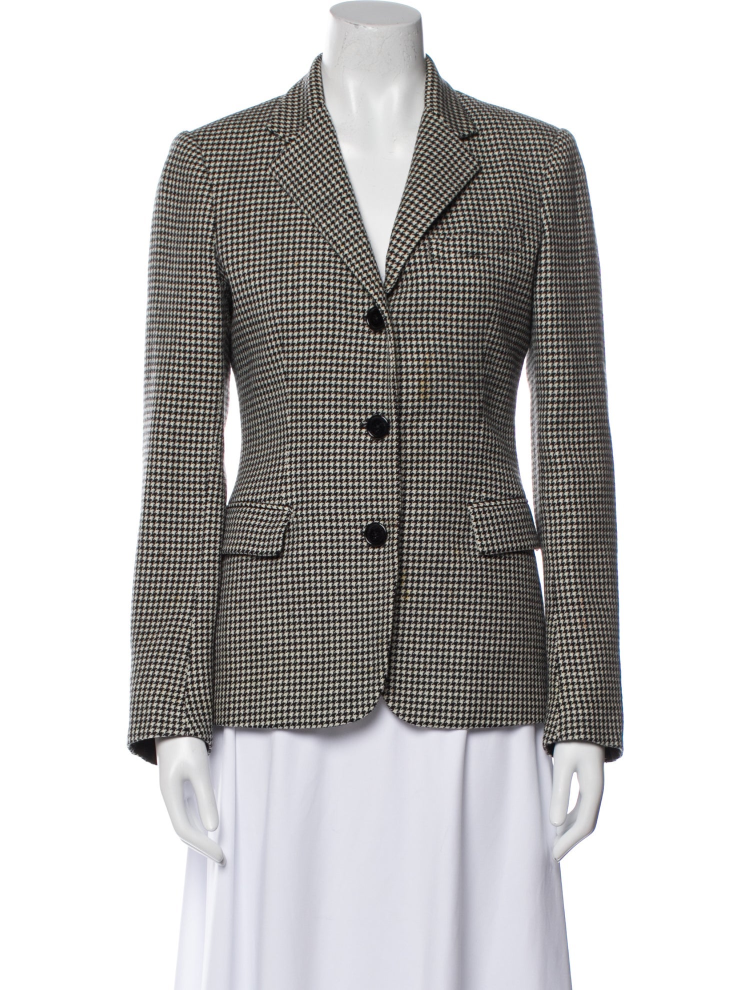 Ralph Lauren Black Label Wool Houndstooth Print Blazer
