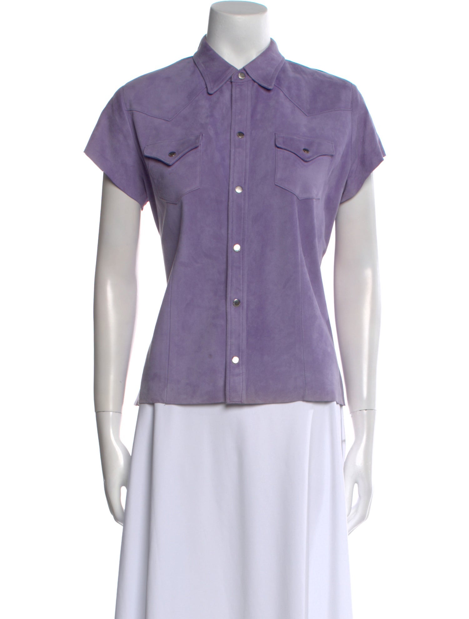 Ralph Lauren Black Label Vintage Suede Button-Up Top