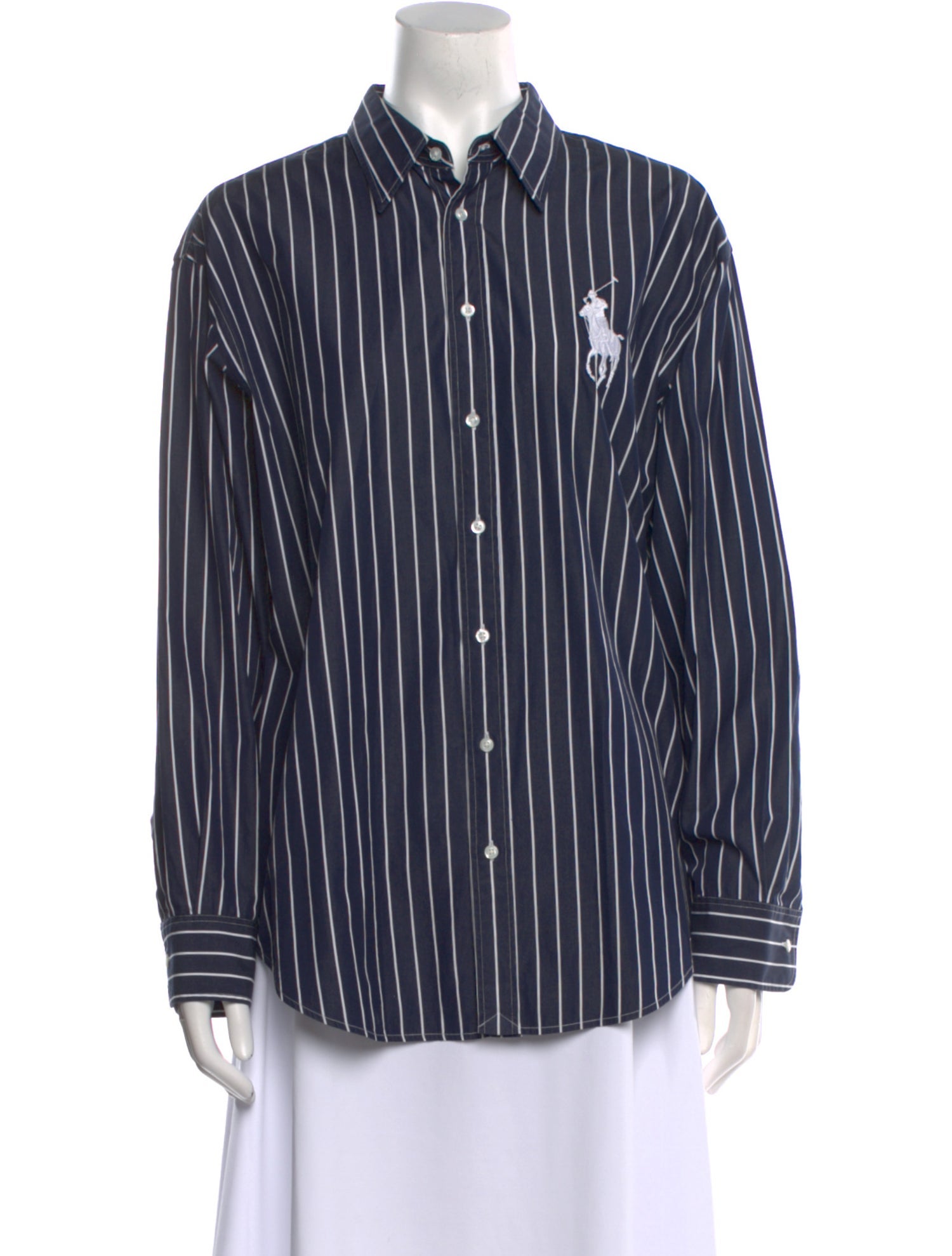 Ralph Lauren Black Label Striped Long Sleeve Button-Up Top