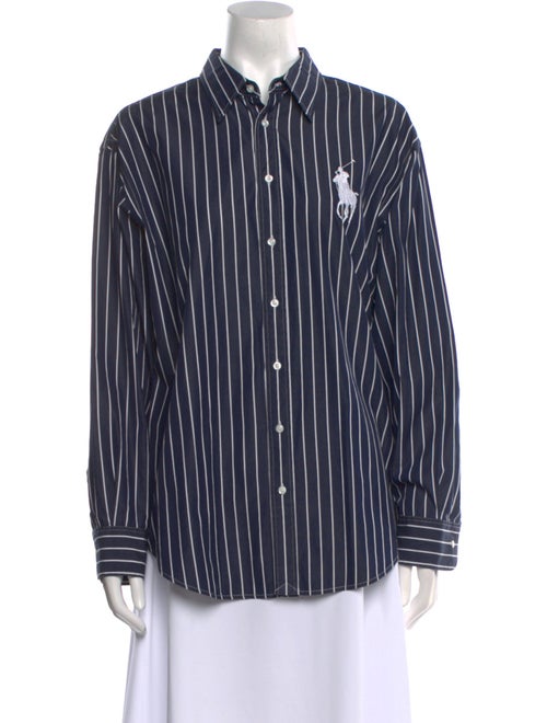 Ralph Lauren Black Label Striped Long Sleeve Button-Up Top