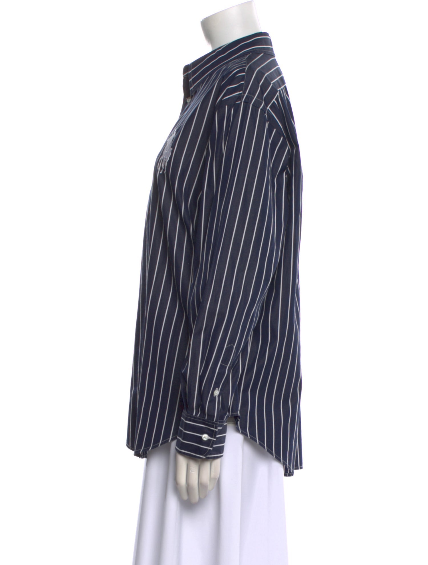 Ralph Lauren Black Label Striped Long Sleeve Button-Up Top