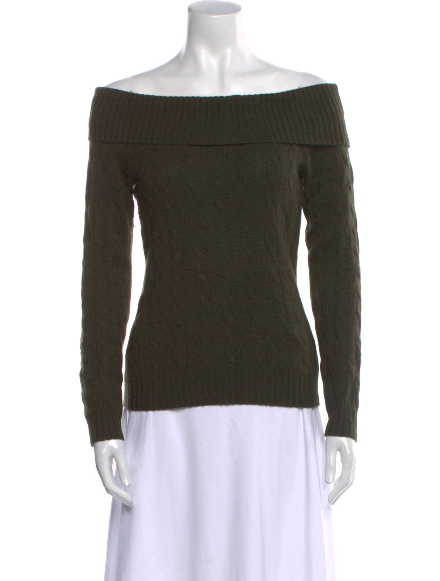 Ralph Lauren Black Label Cashmere Off-The-Shoulder Sweater