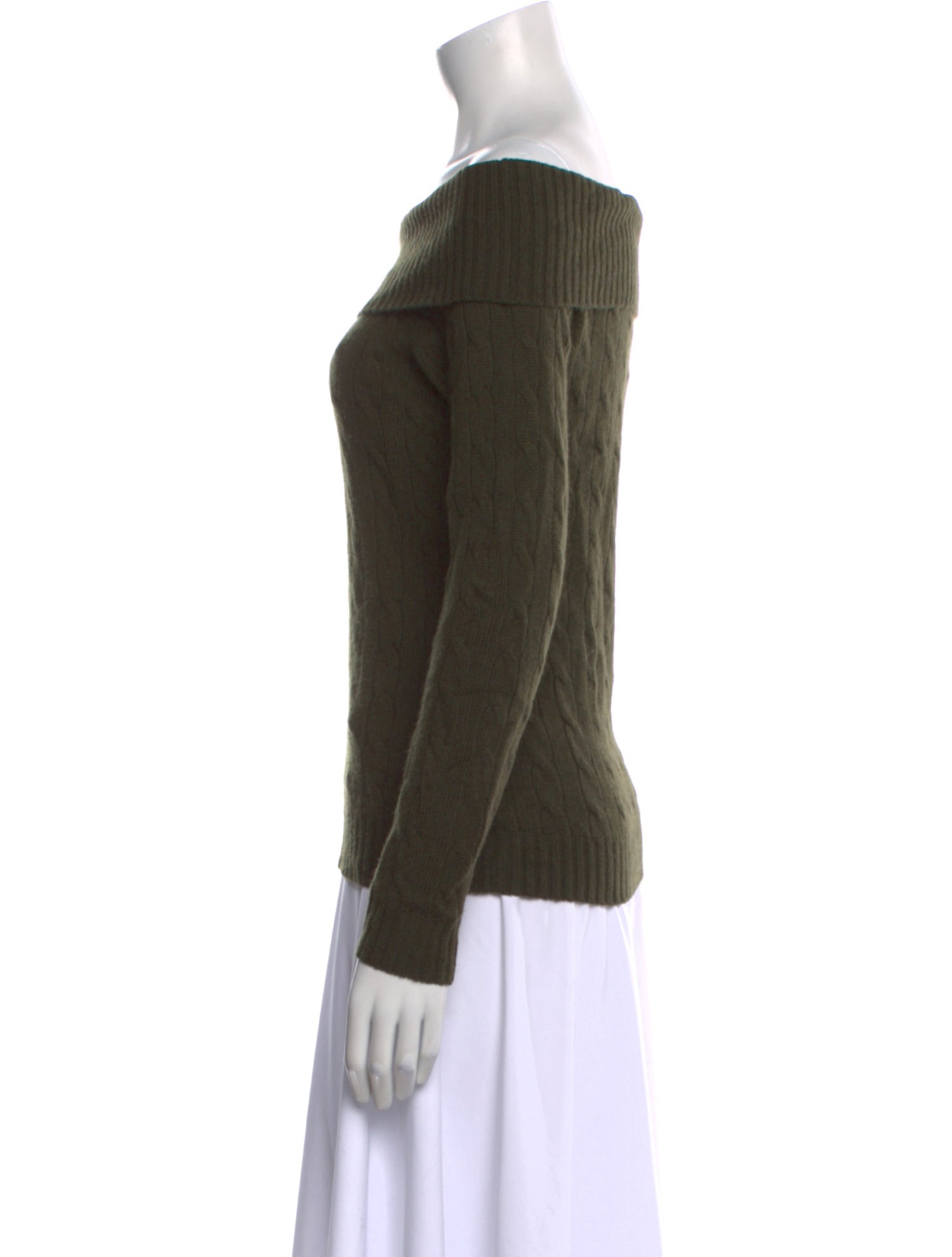 Ralph Lauren Black Label Cashmere Off-The-Shoulder Sweater