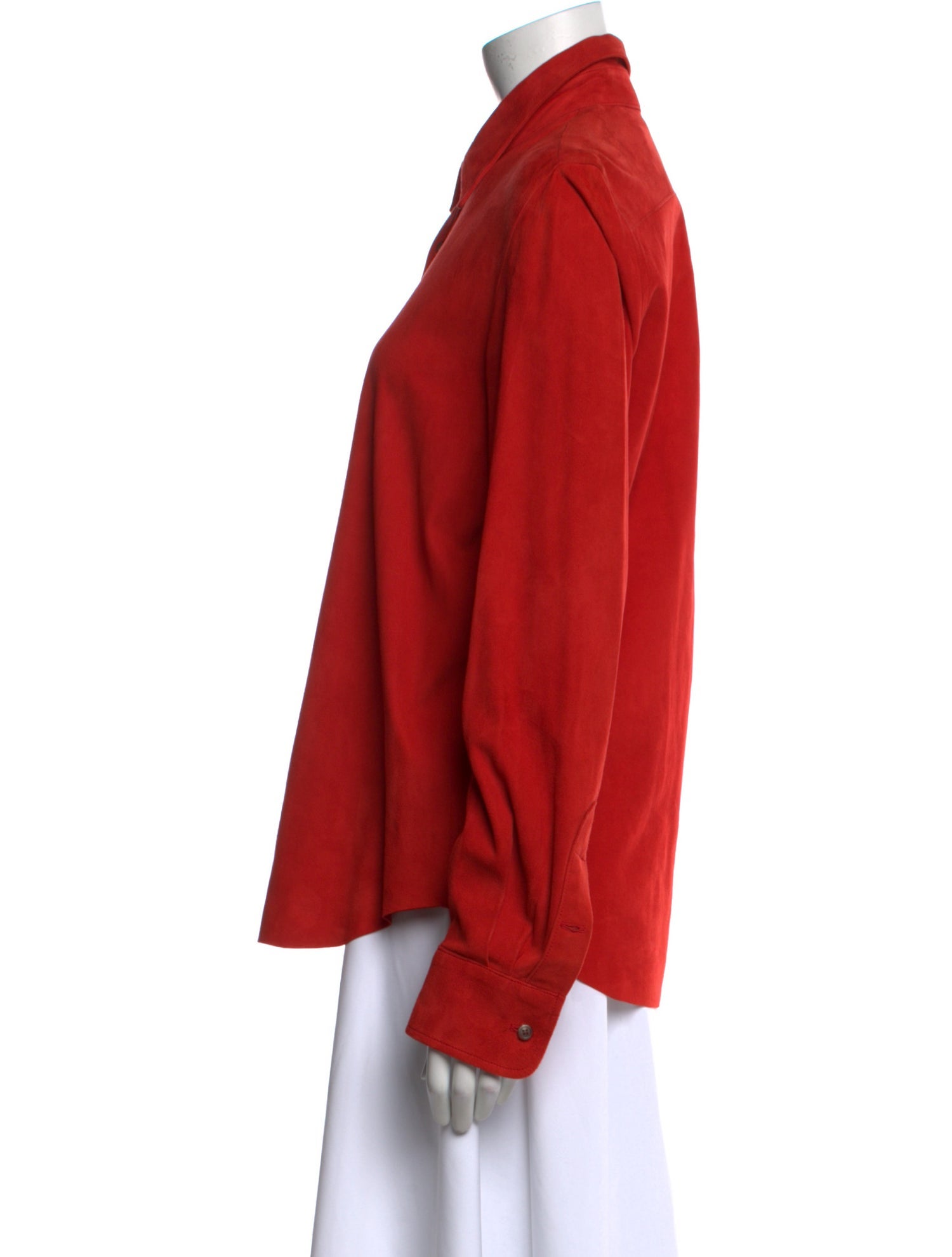 Ralph Lauren Black Label Lamb Leather Long Sleeve Button-Up Top