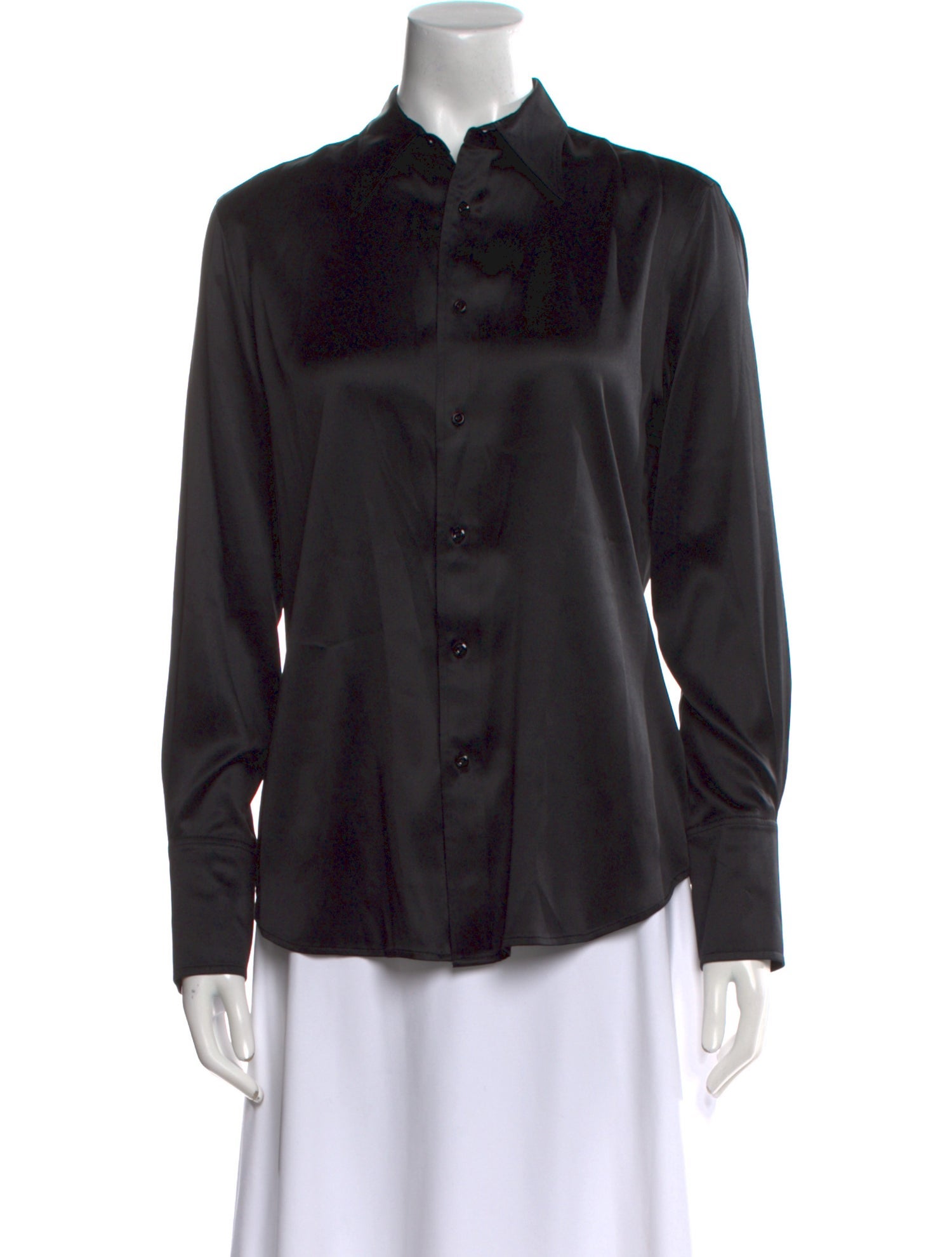 Ralph Lauren Black Label Silk Long Sleeve Button-Up Top