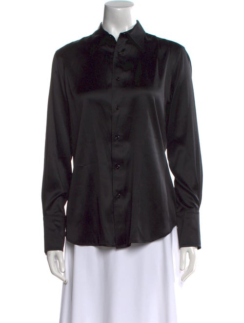 Ralph Lauren Black Label Silk Long Sleeve Button-Up Top