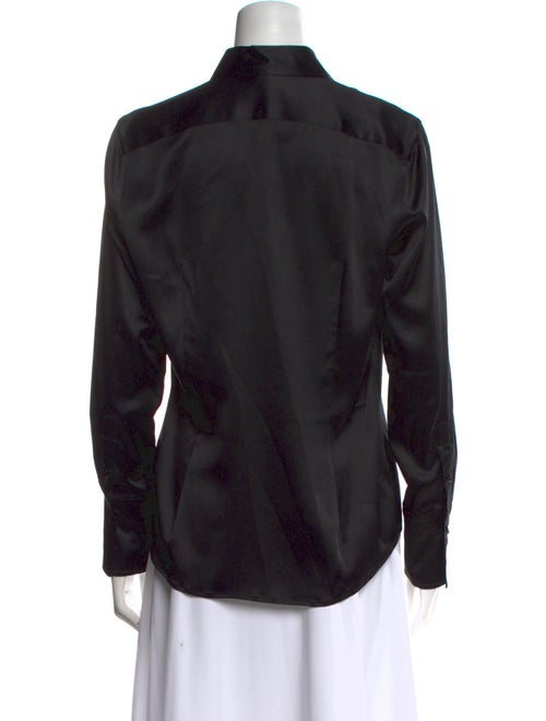 Ralph Lauren Black Label Silk Long Sleeve Button-Up Top