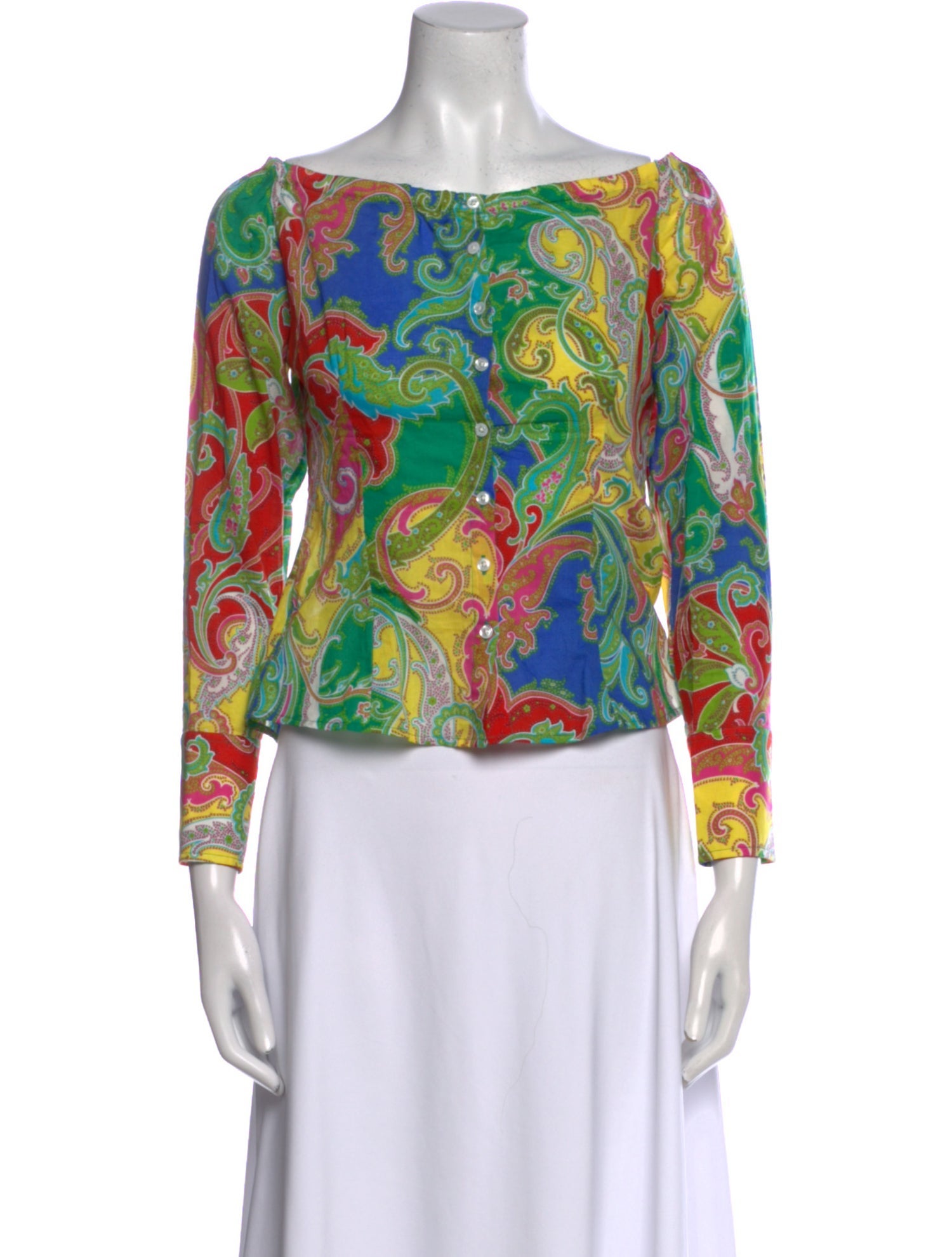 Ralph Lauren Black Label Printed Bateau Neckline Top