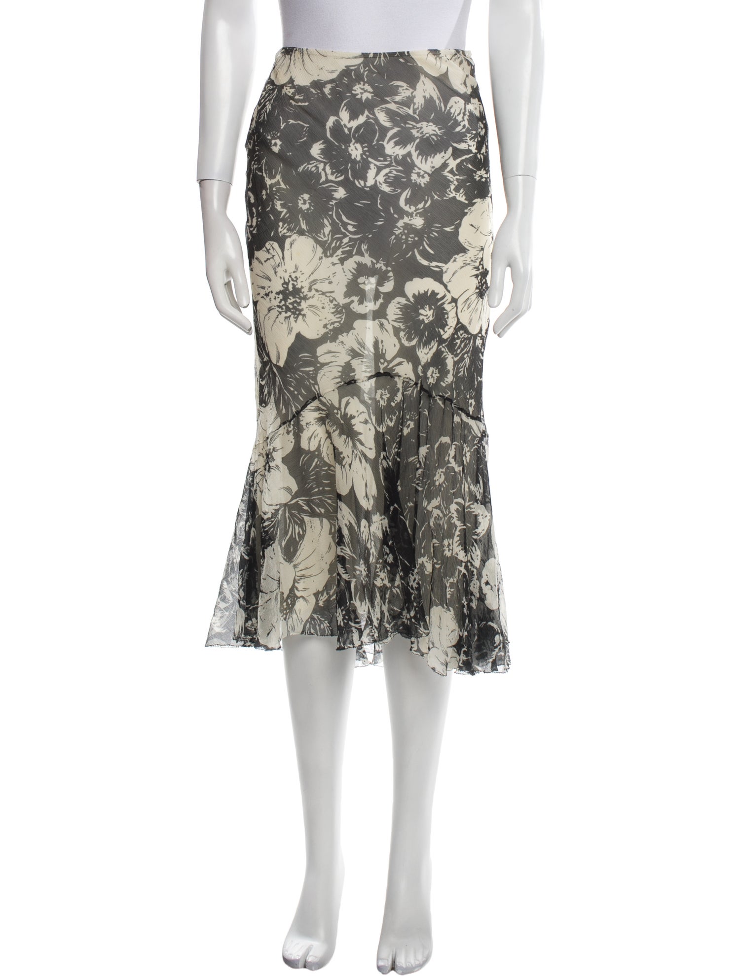 Ralph Lauren Black Label Silk Midi Length Skirt