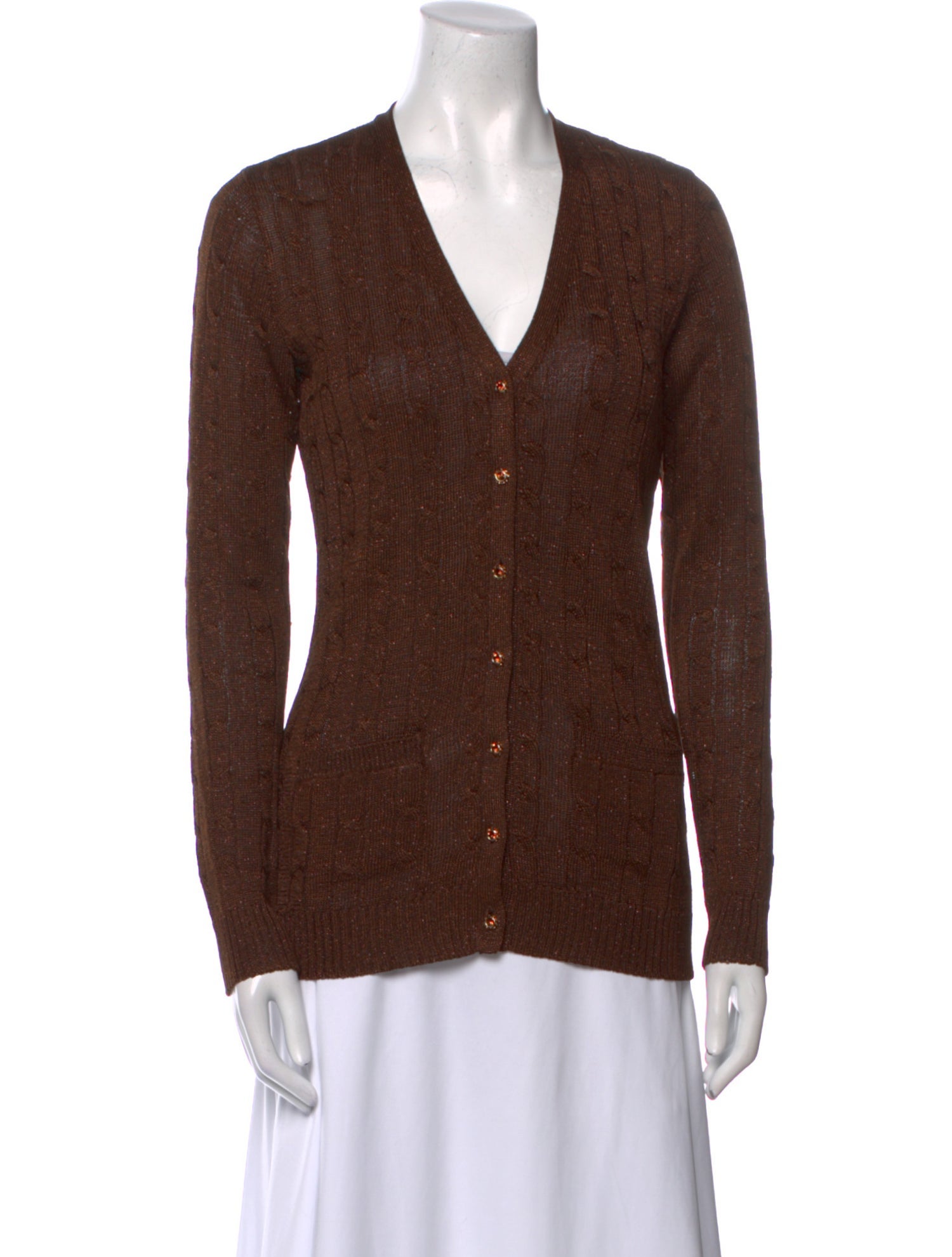 Ralph Lauren Black Label Cable Knit V-Neck Sweater