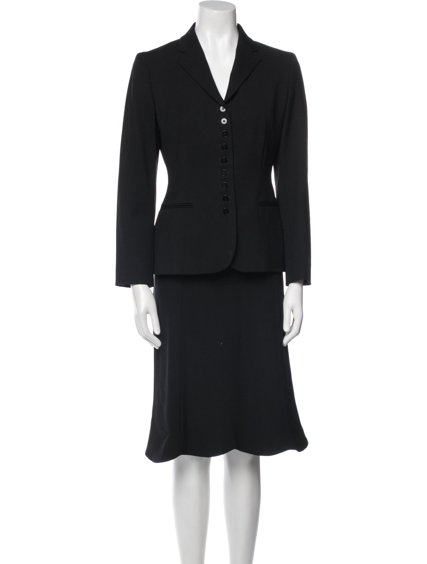 Ralph Lauren Black Label Wool Scalloped Accent Skirt Suit