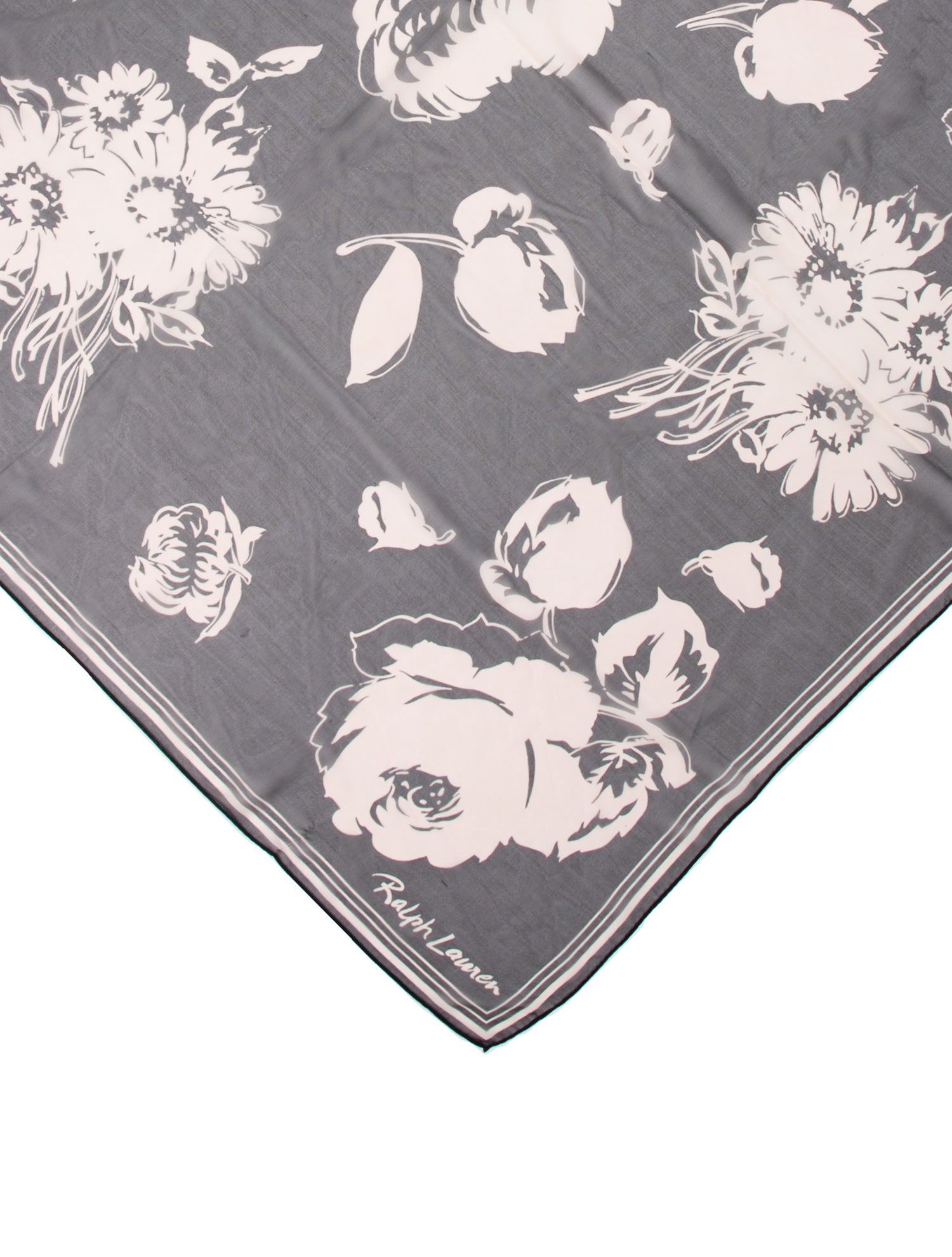 Ralph Lauren Black Label Cashmere Floral Print Scarf