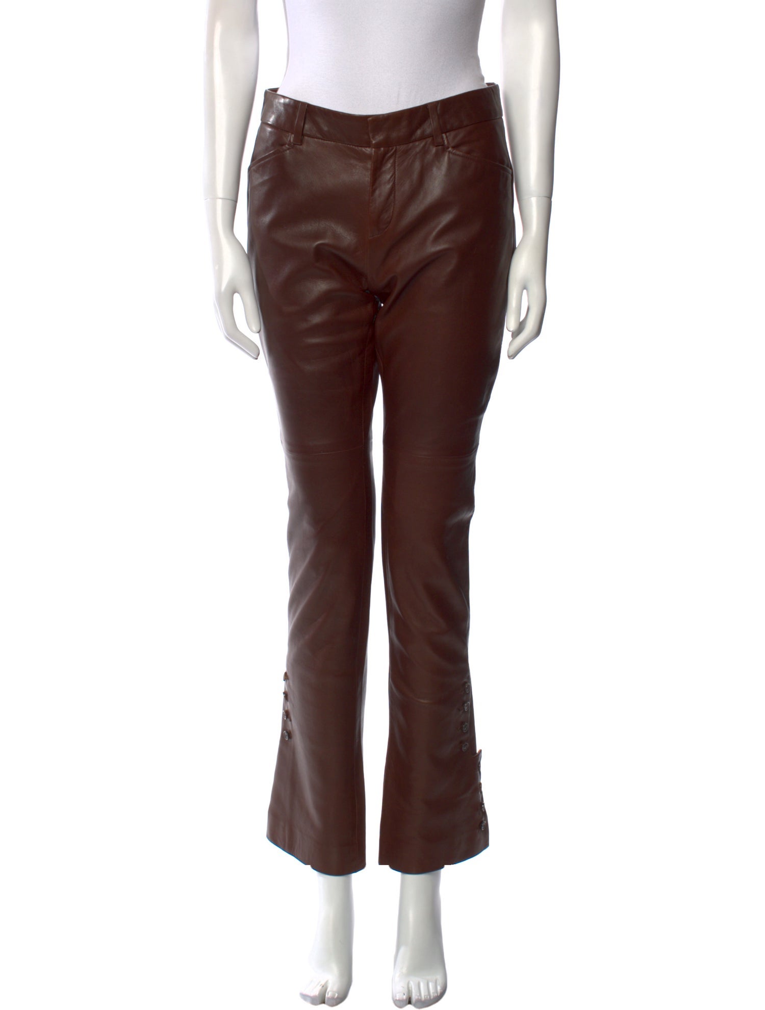 Ralph Lauren Black Label Lamb Leather Straight Leg Pants