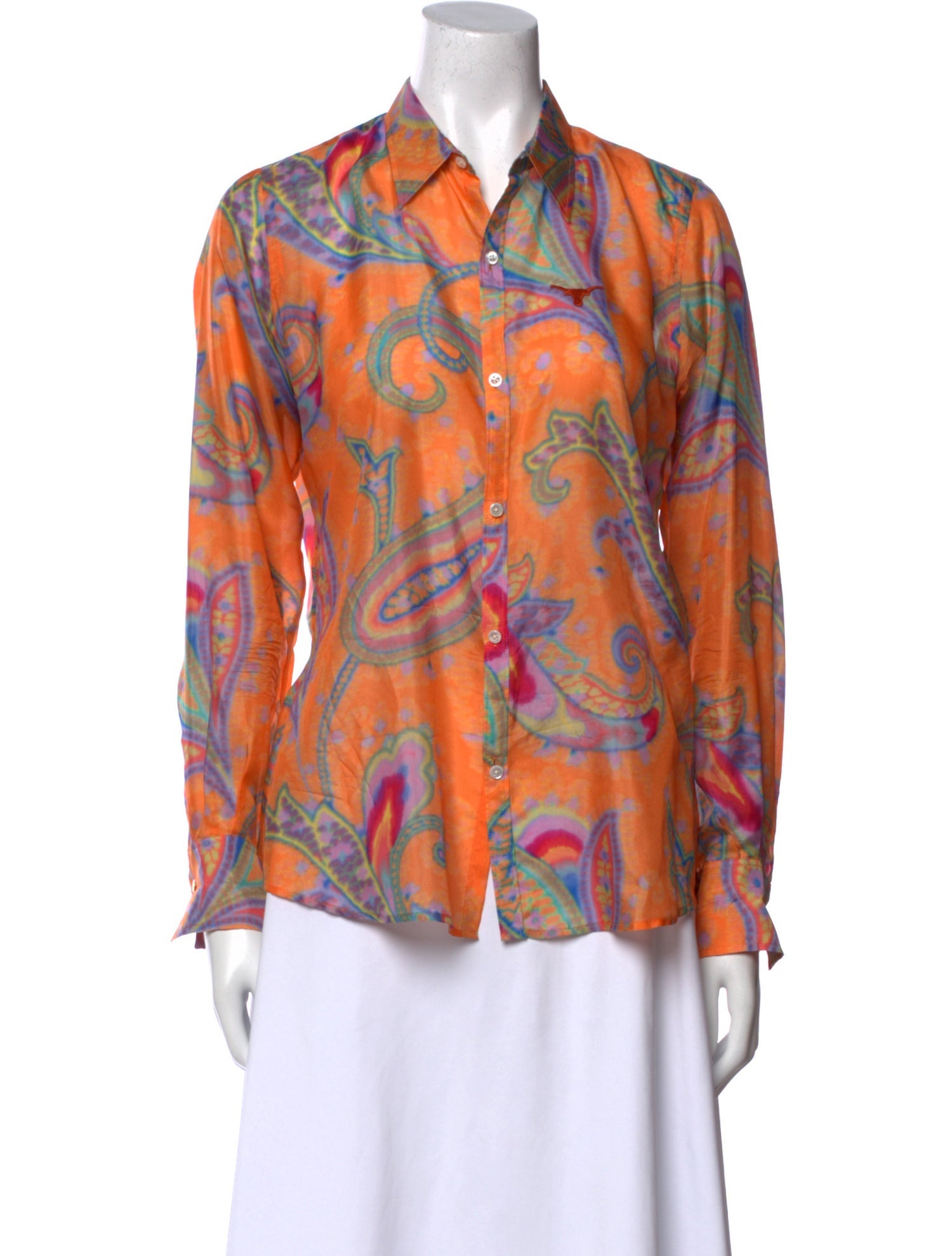 Ralph Lauren Black Label Silk Printed Button-Up Top