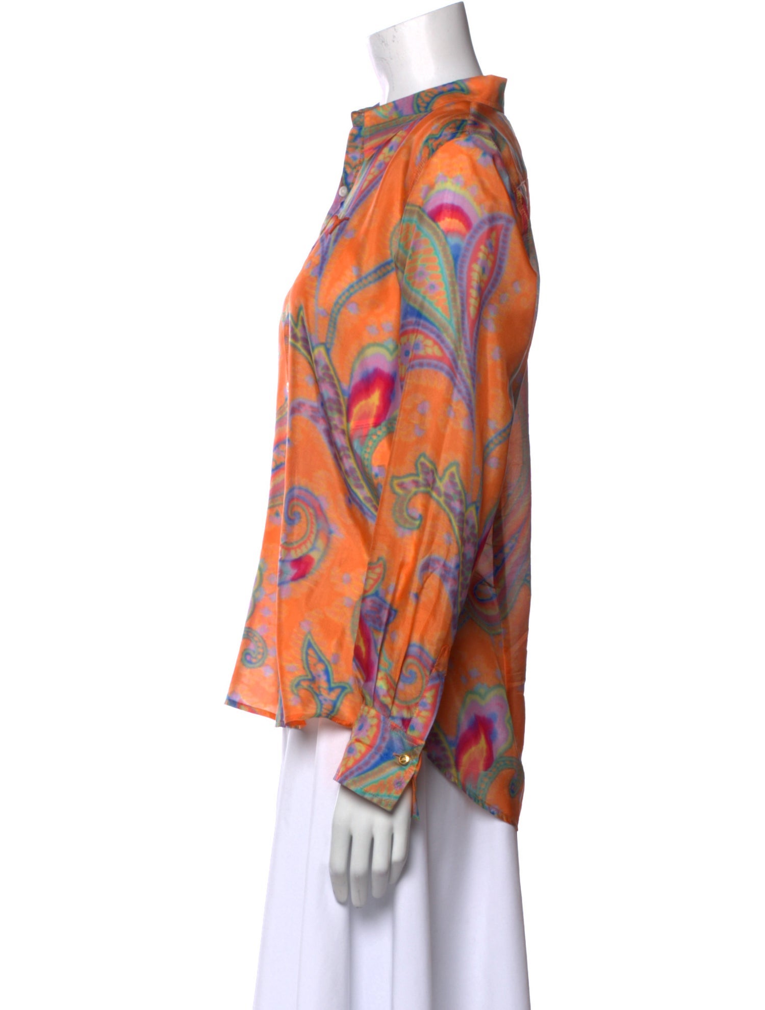 Ralph Lauren Black Label Silk Printed Button-Up Top