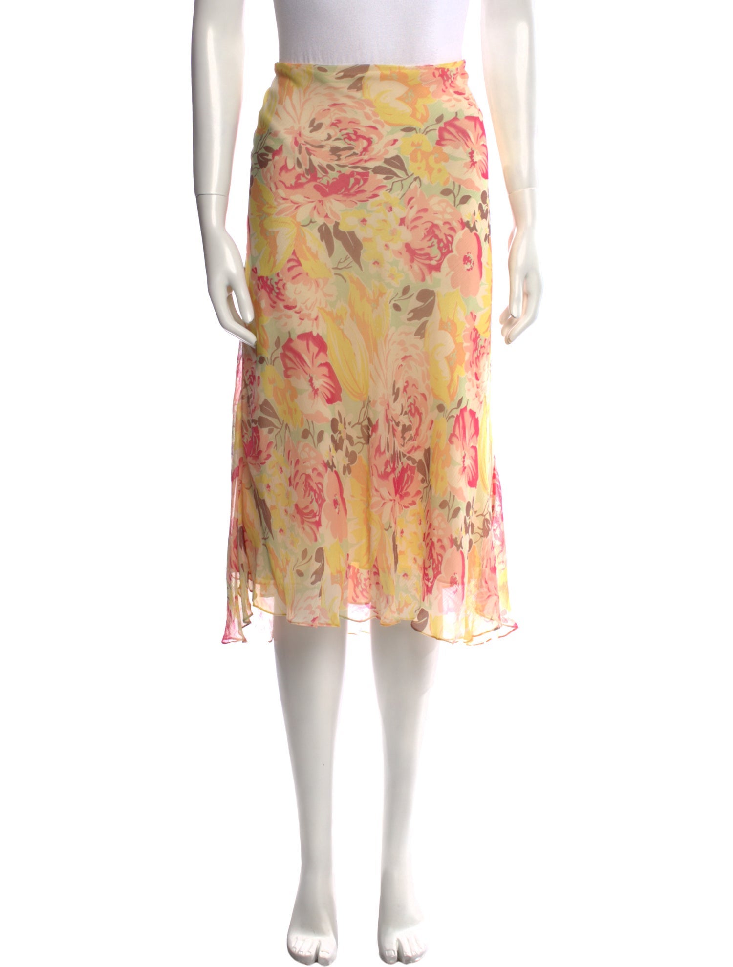 Ralph Lauren Black Label Silk Midi Length Skirt