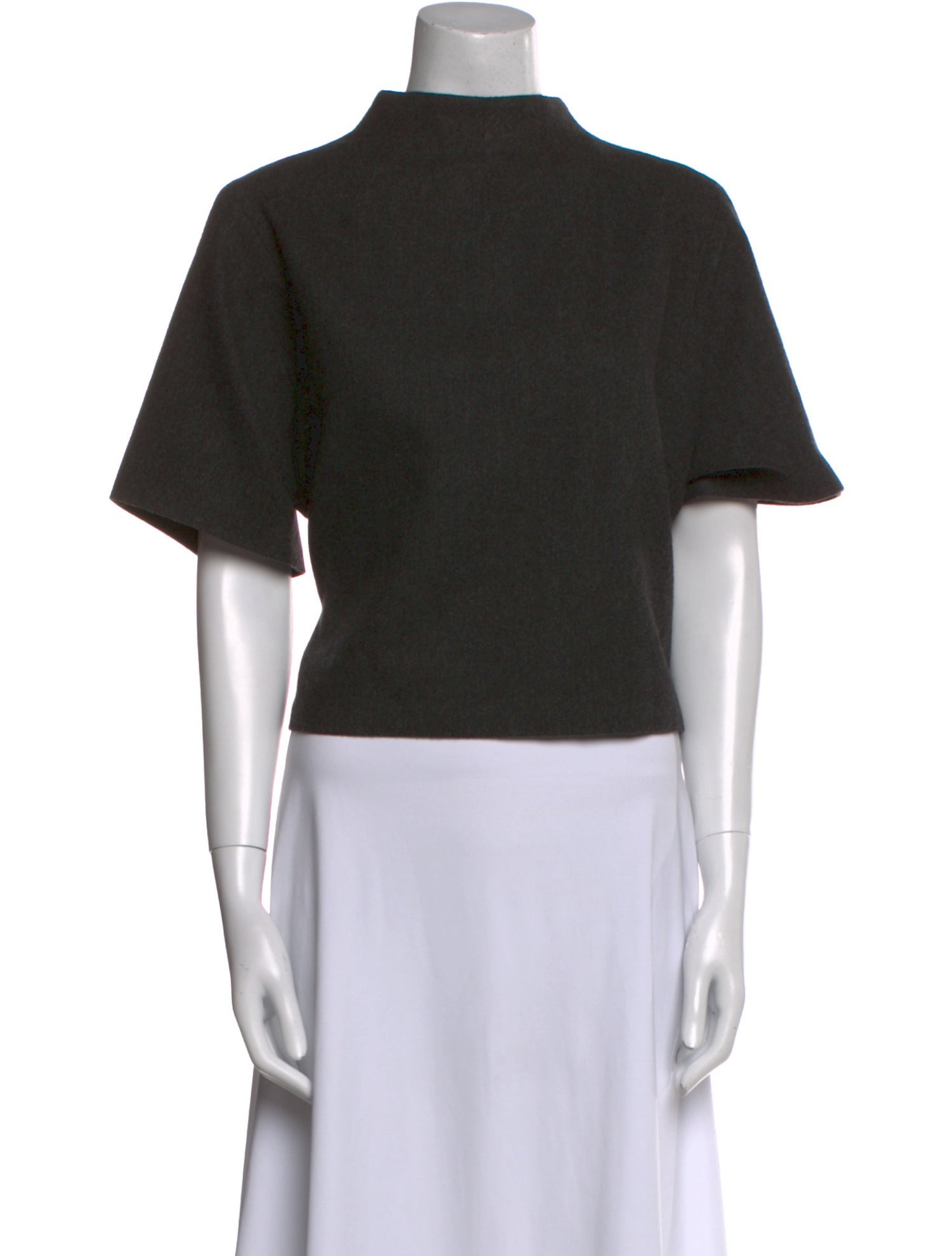 Ralph Lauren Black Label Virgin Wool Mock Neck Crop Top