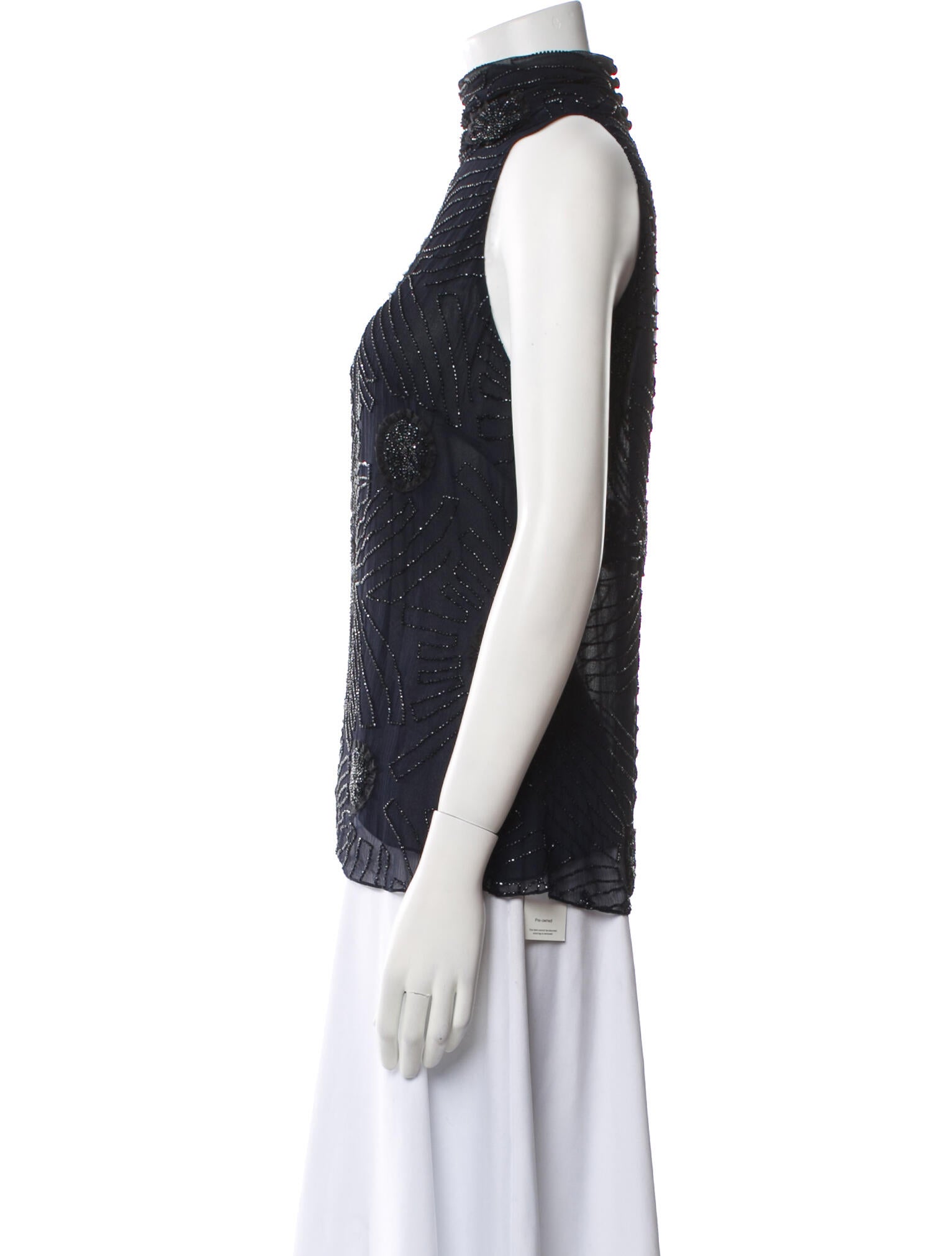 Ralph Lauren Black Label Silk Mock Neck Blouse