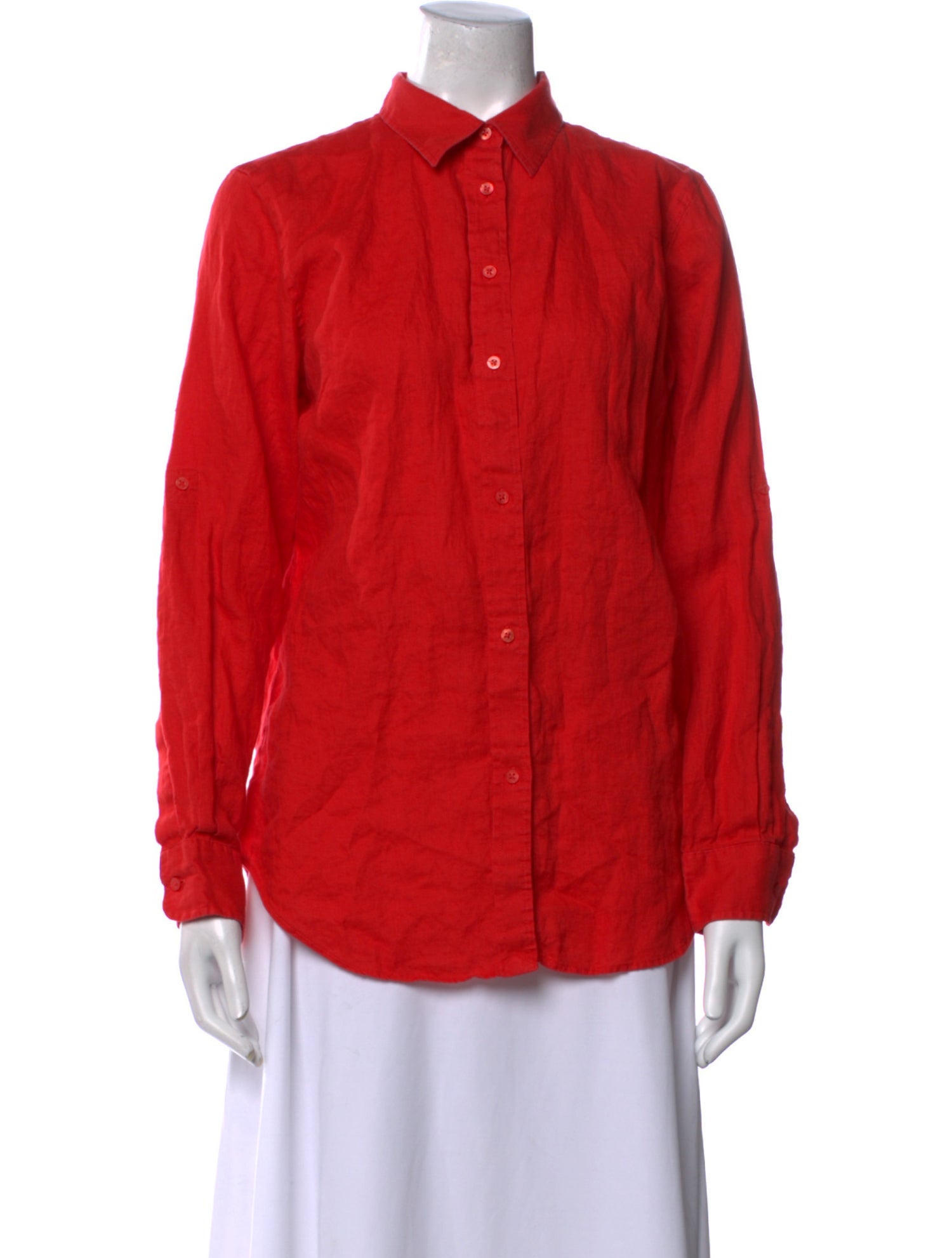 Ralph Lauren Black Label Linen Long Sleeve Button-Up Top