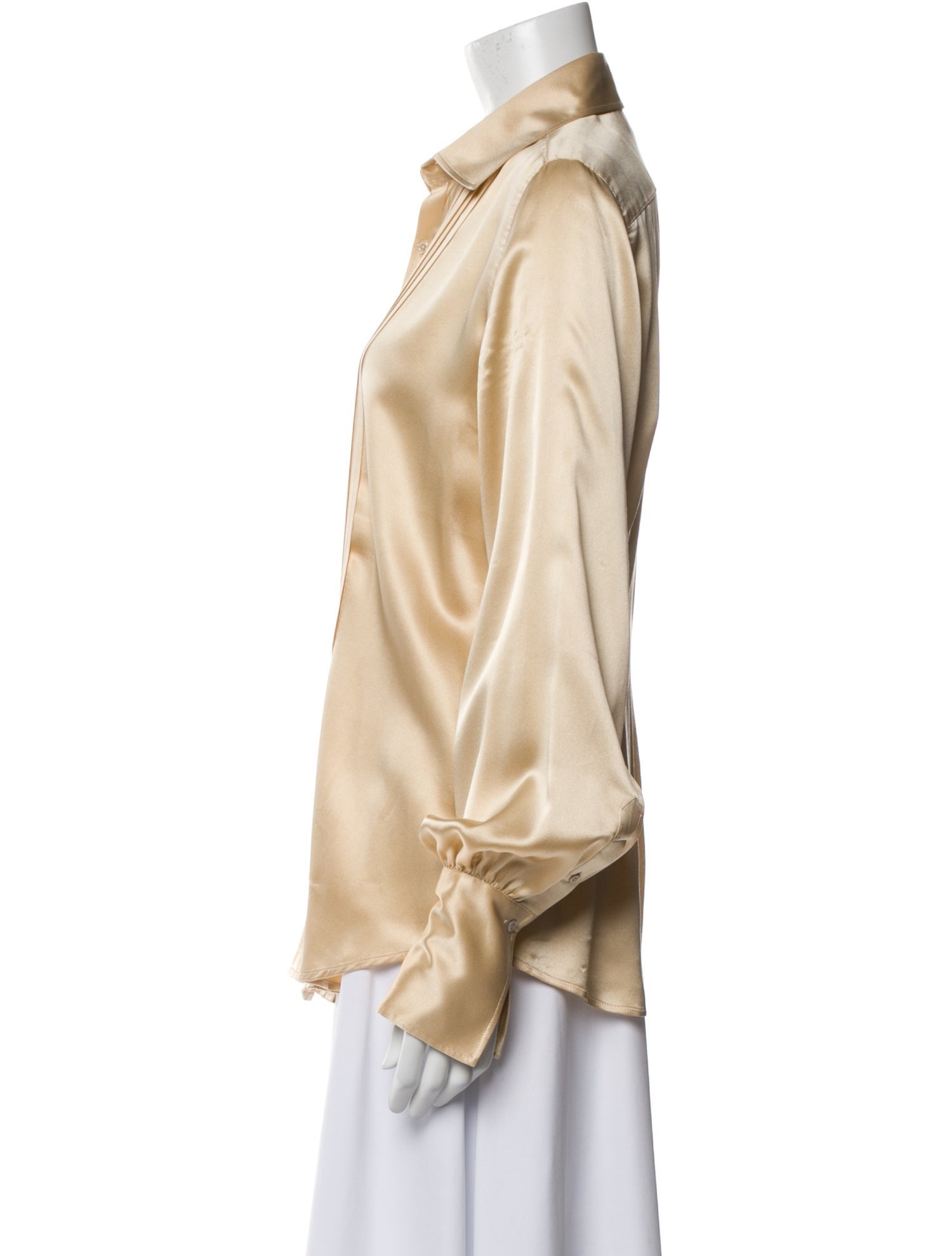 Ralph Lauren Black Label Silk Long Sleeve Button-Up Top