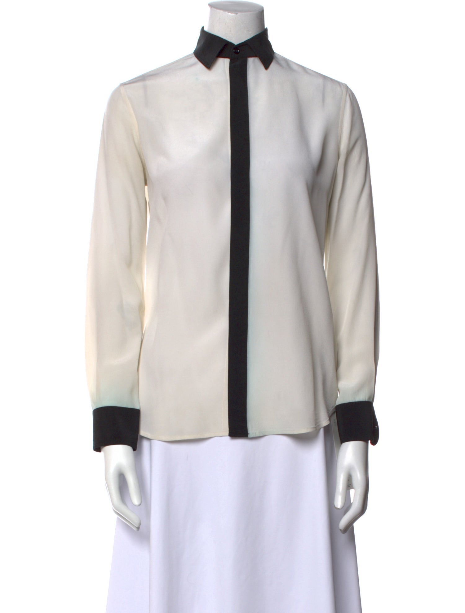 Ralph Lauren Black Label Silk Mock Neck Button-Up Top