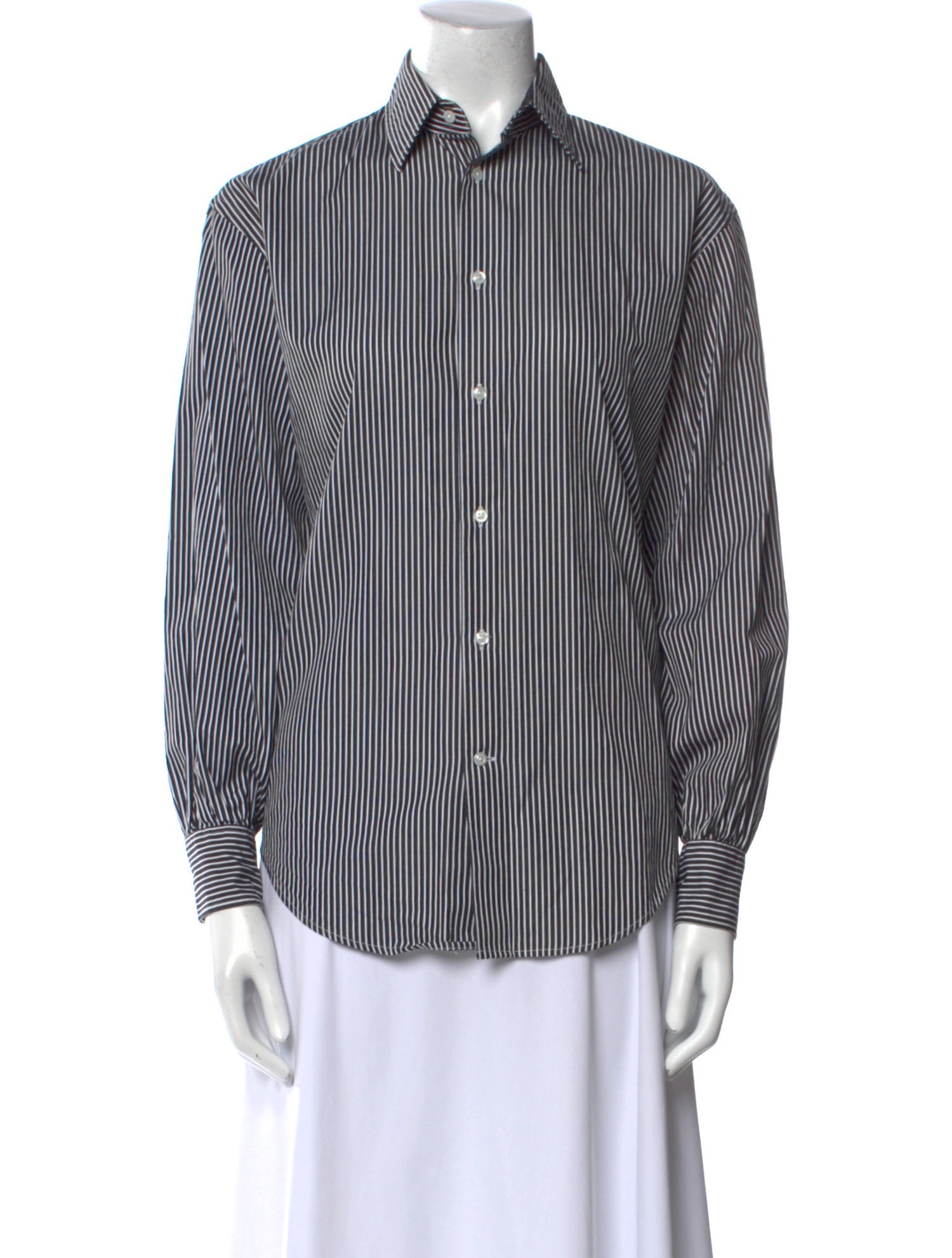 Ralph Lauren Black Label Striped Long Sleeve Button-Up Top