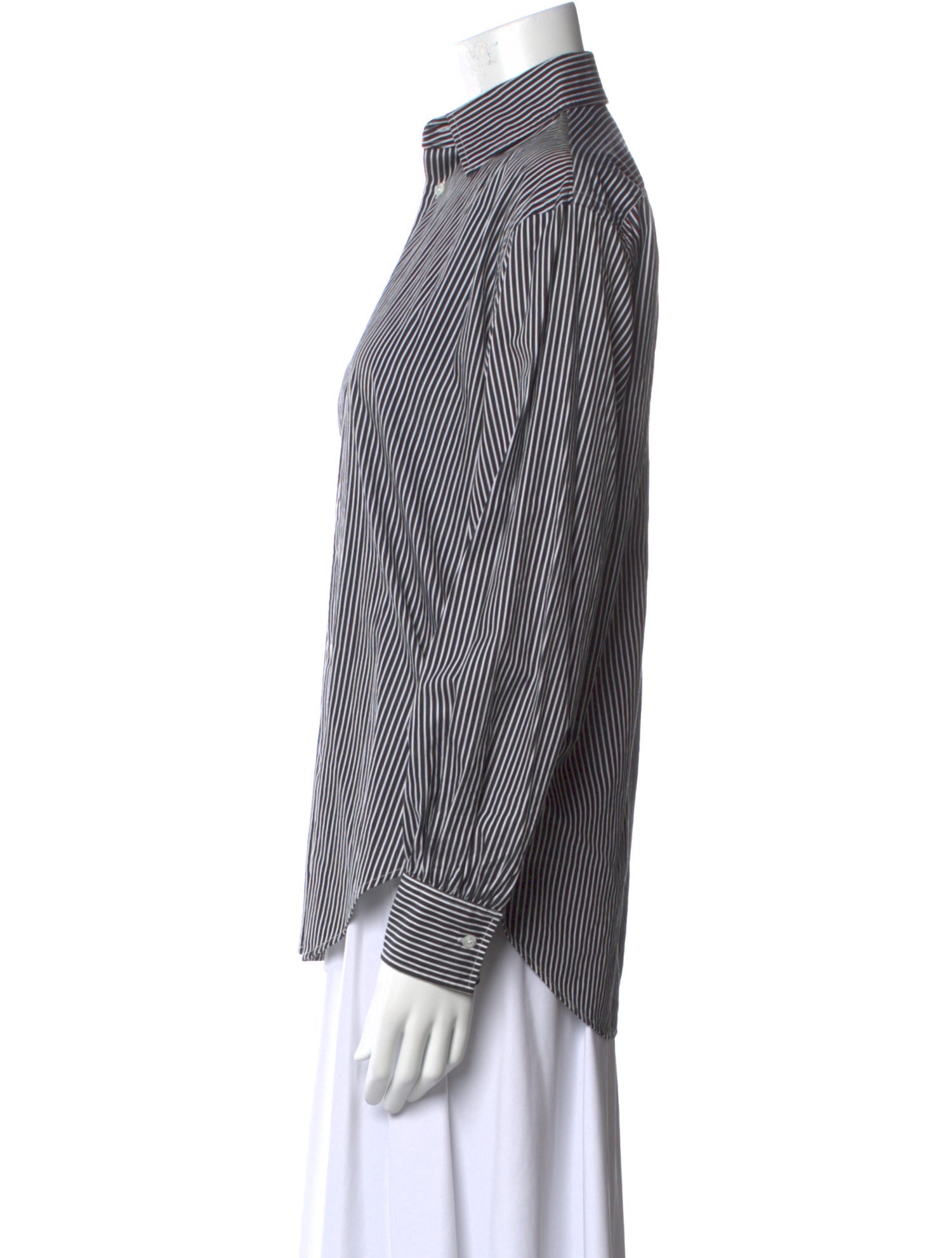 Ralph Lauren Black Label Striped Long Sleeve Button-Up Top