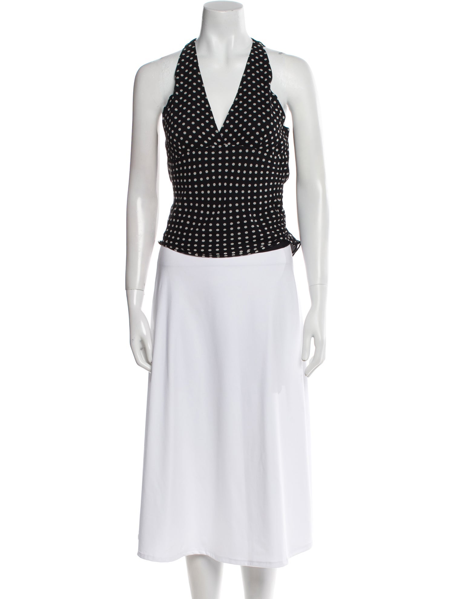 Ralph Lauren Black Label Silk Polka Dot Print Crop Top