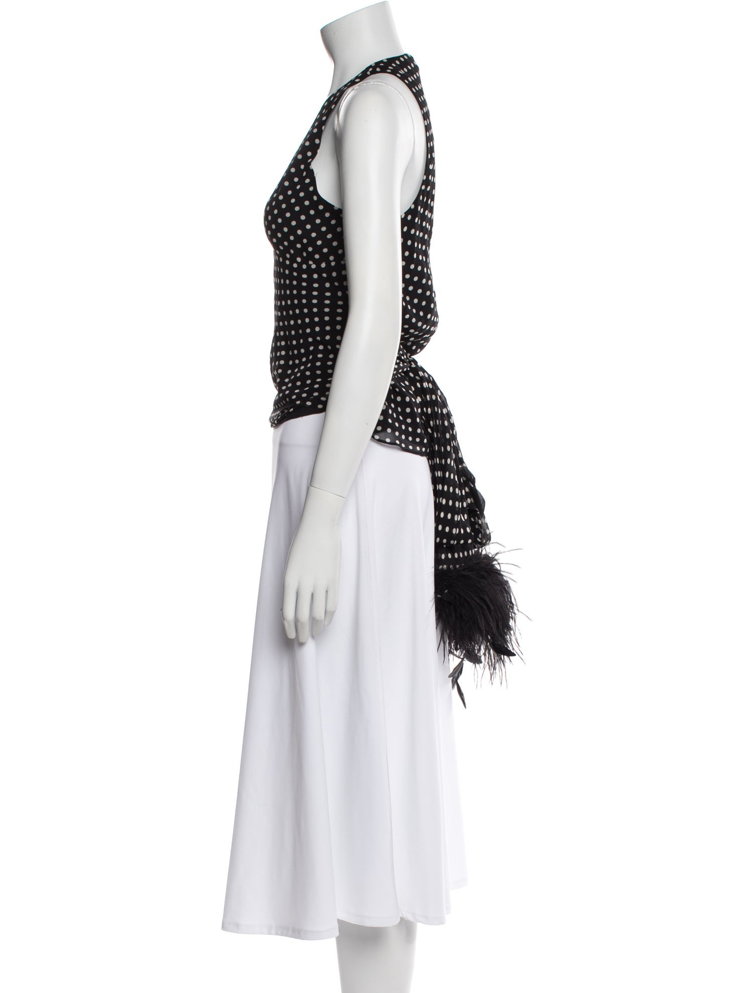 Ralph Lauren Black Label Silk Polka Dot Print Crop Top