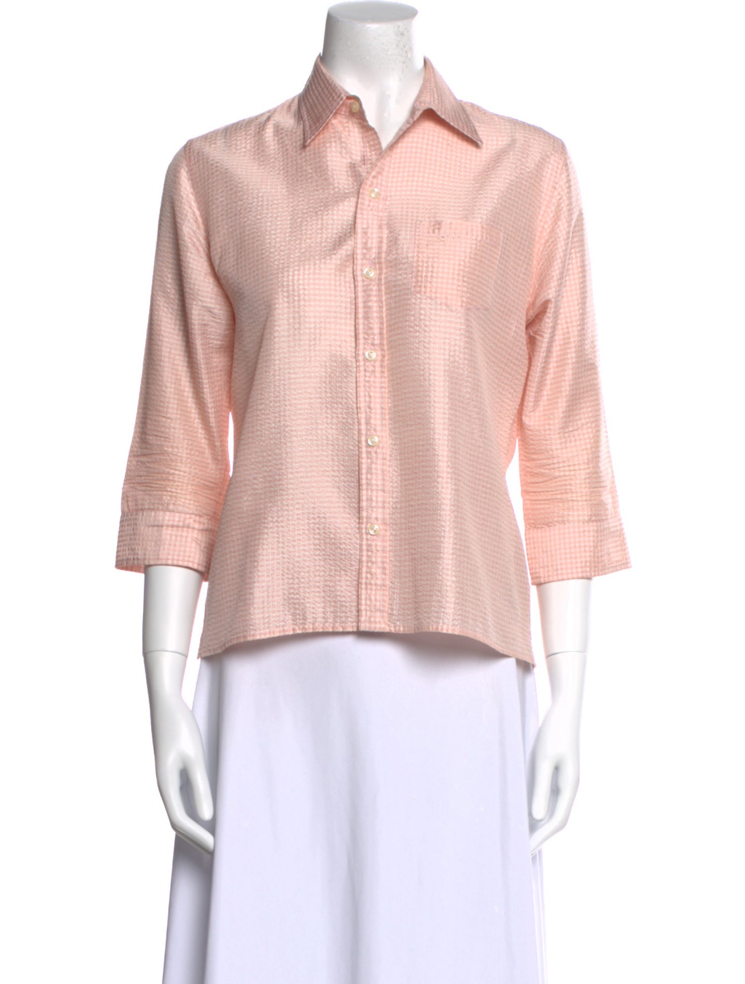 Ralph Lauren Black Label Three-Quarter Sleeve Button-Up Top