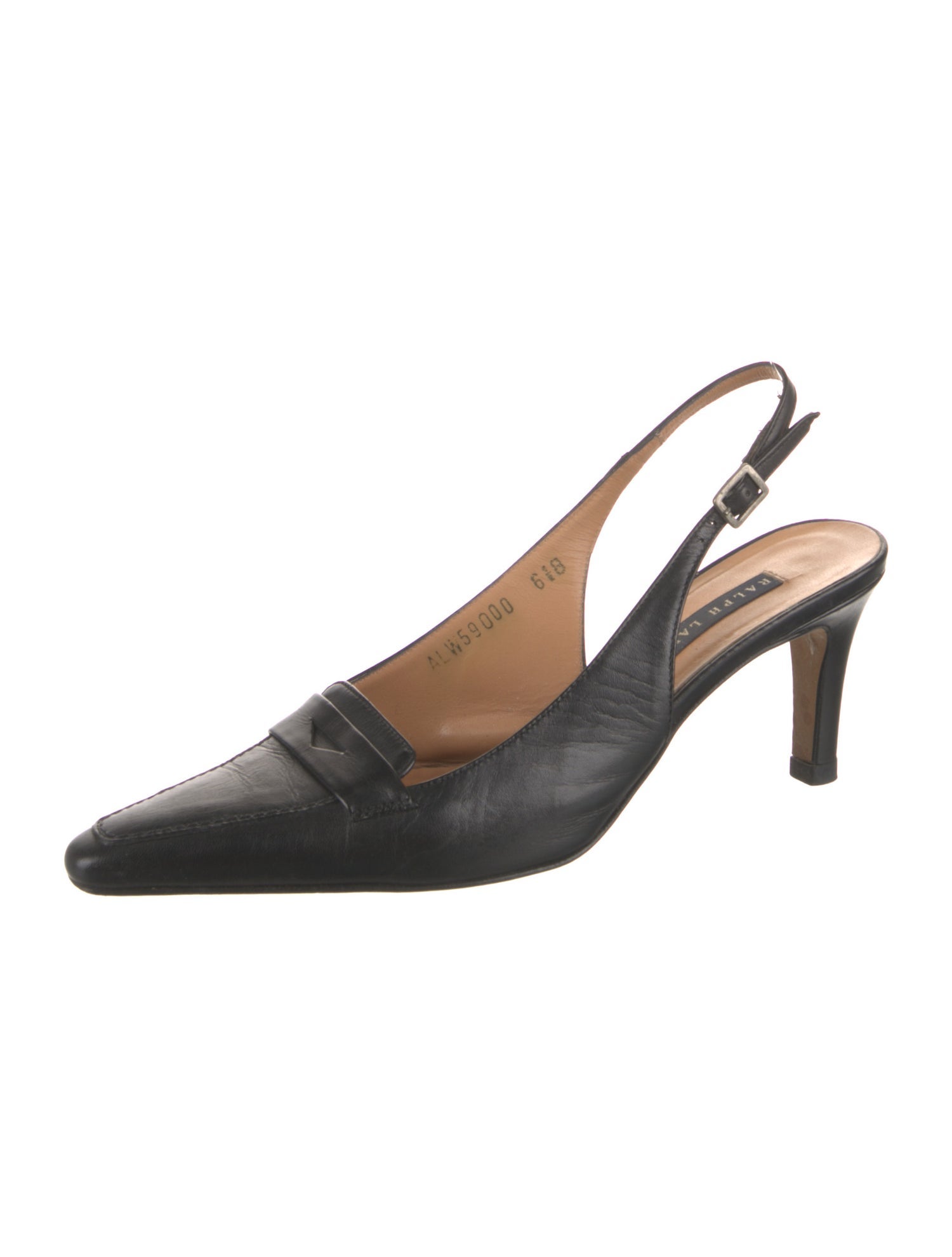 Ralph Lauren Black Label Leather Slingback Pumps