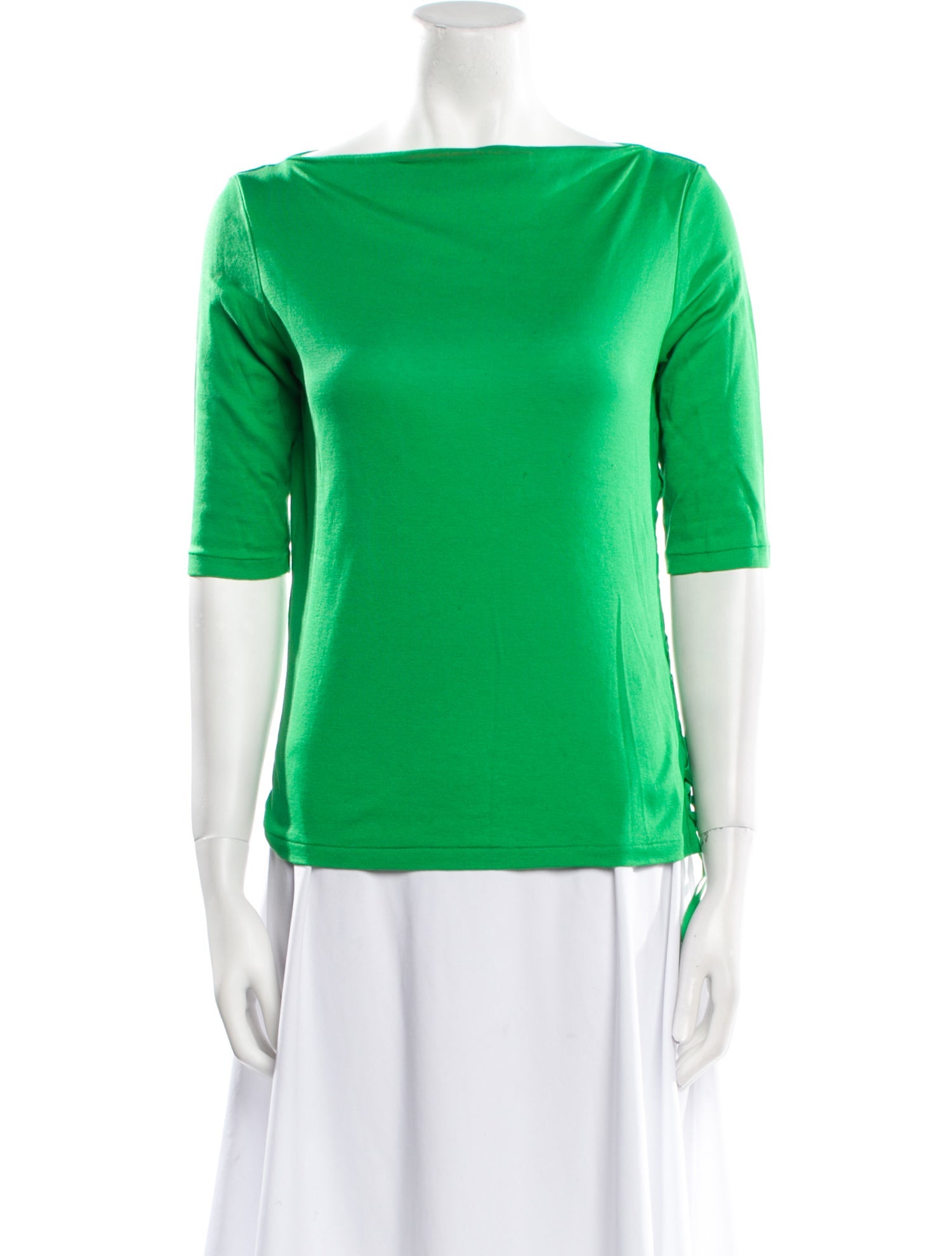 Ralph Lauren Black Label Bateau Neckline Three-Quarter Sleeve Top