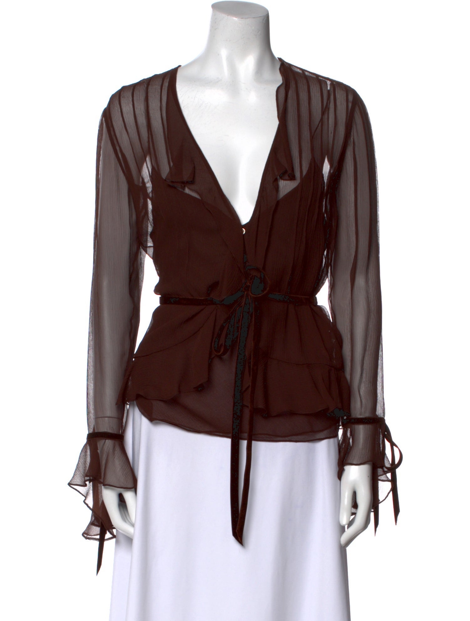 Ralph Lauren Black Label Silk V-Neck Blouse