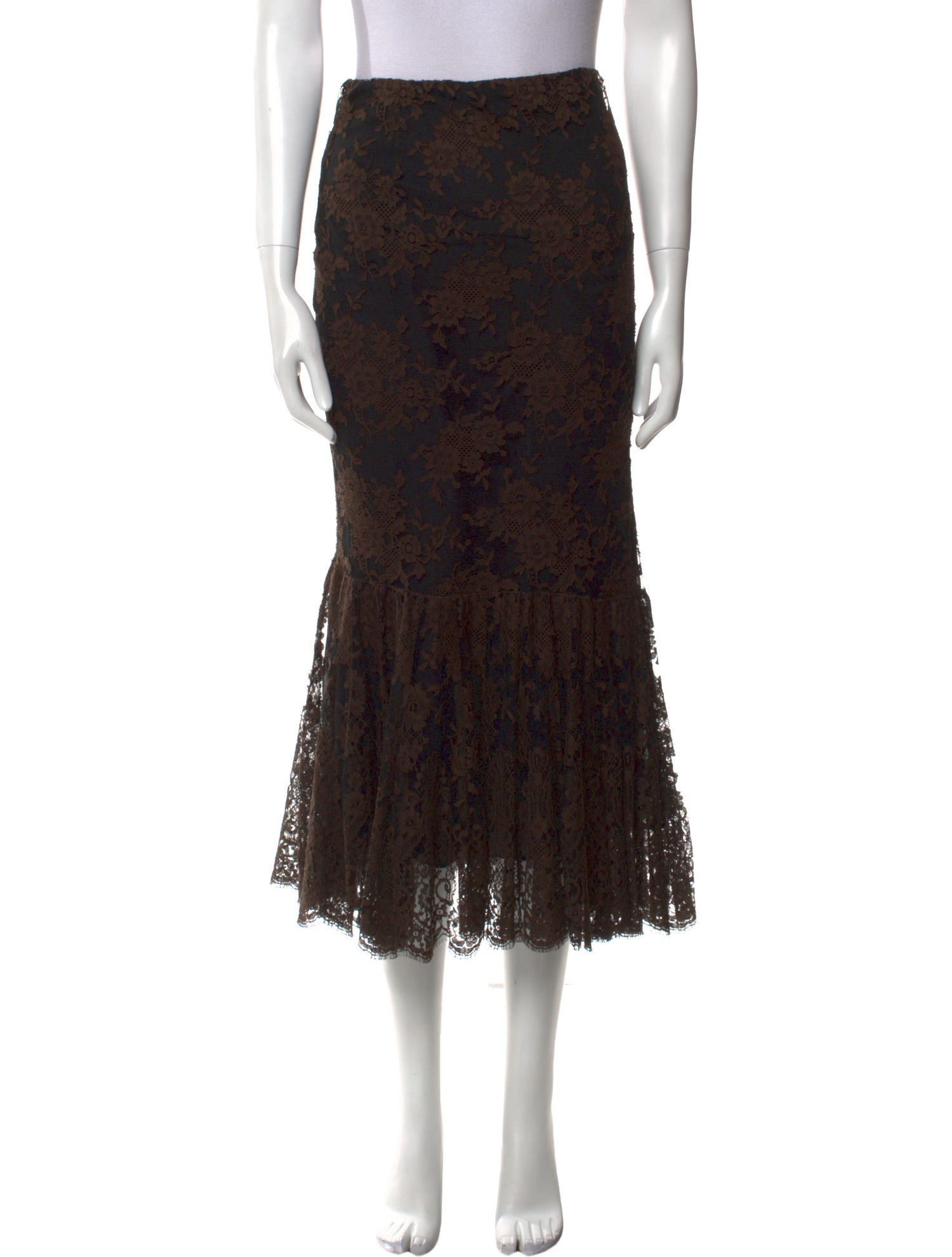 Ralph Lauren Black Label Lace Pattern Midi Length Skirt
