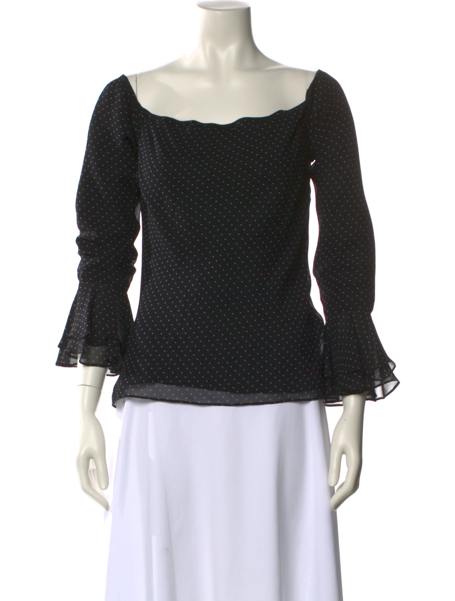 Ralph Lauren Black Label Silk Polka Dot Print Top