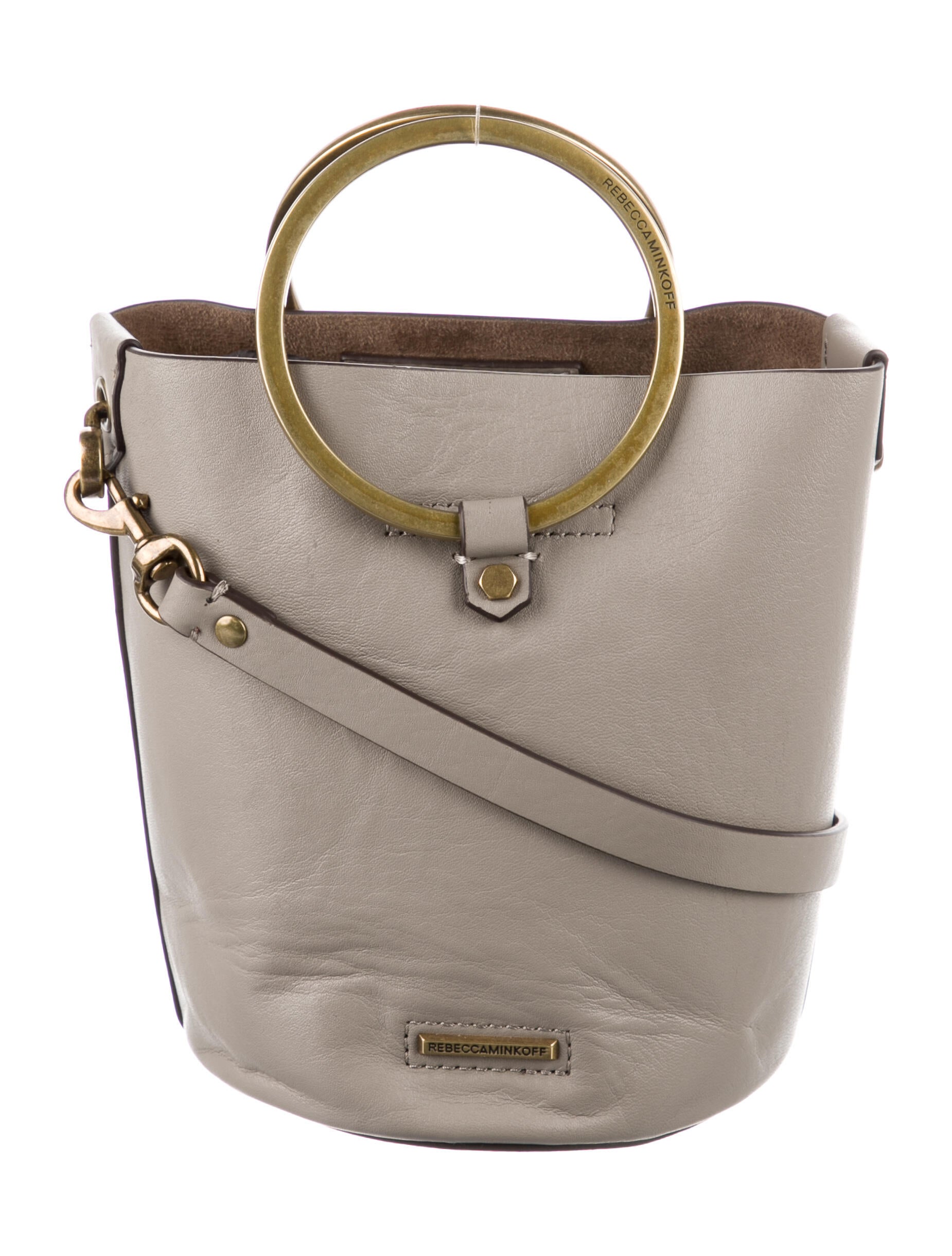 Rebecca Minkoff Smooth Leather Bucket Bag Grey Bucket Bags, Handbags