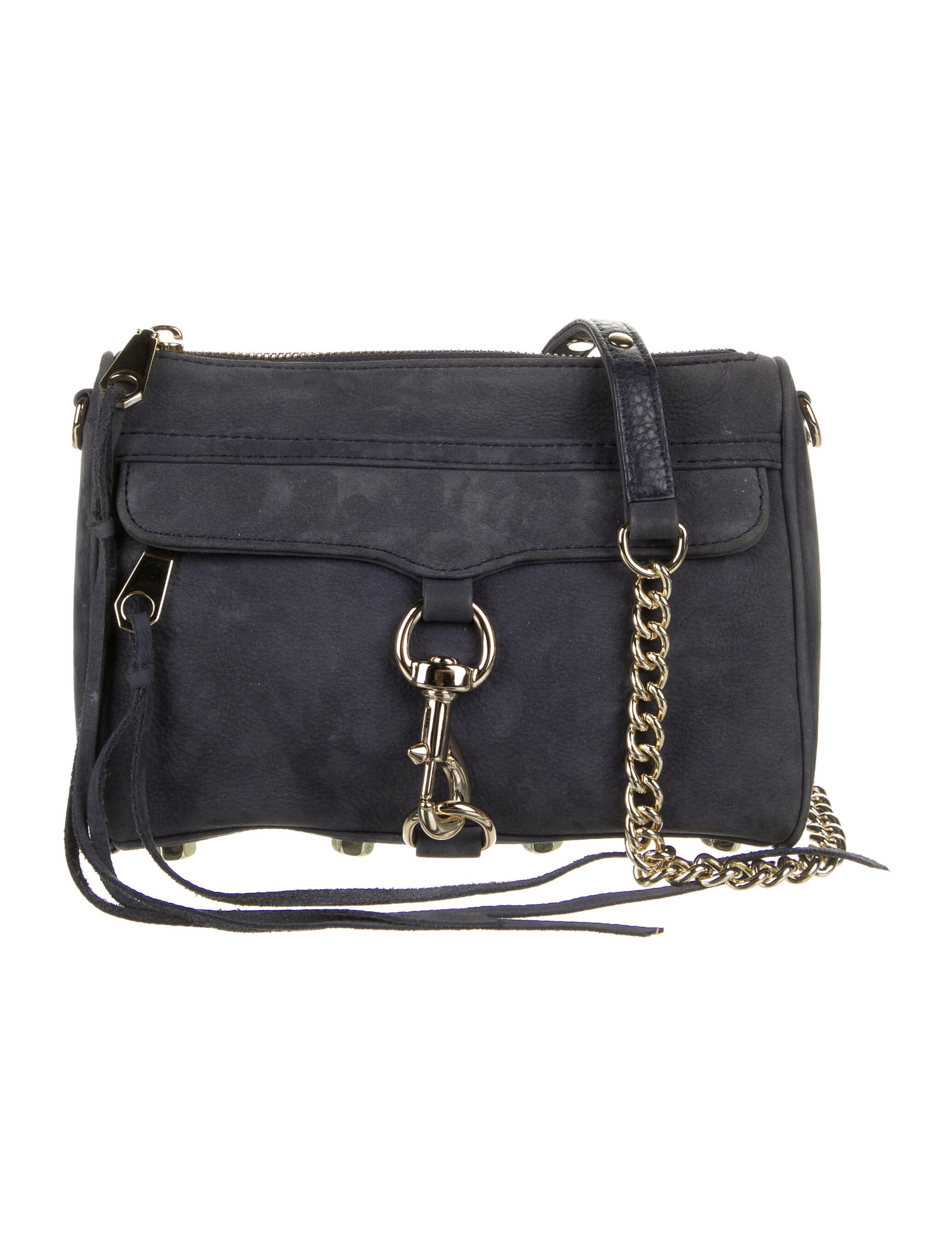 Rebecca Minkoff Suede ChainLink Crossbody Bag Blue Crossbody Bags