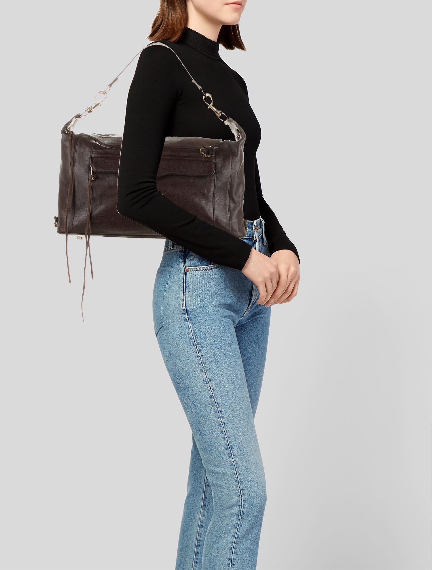 Rebecca Minkoff Studded Leather Shoulder Bag Brown Shoulder Bags