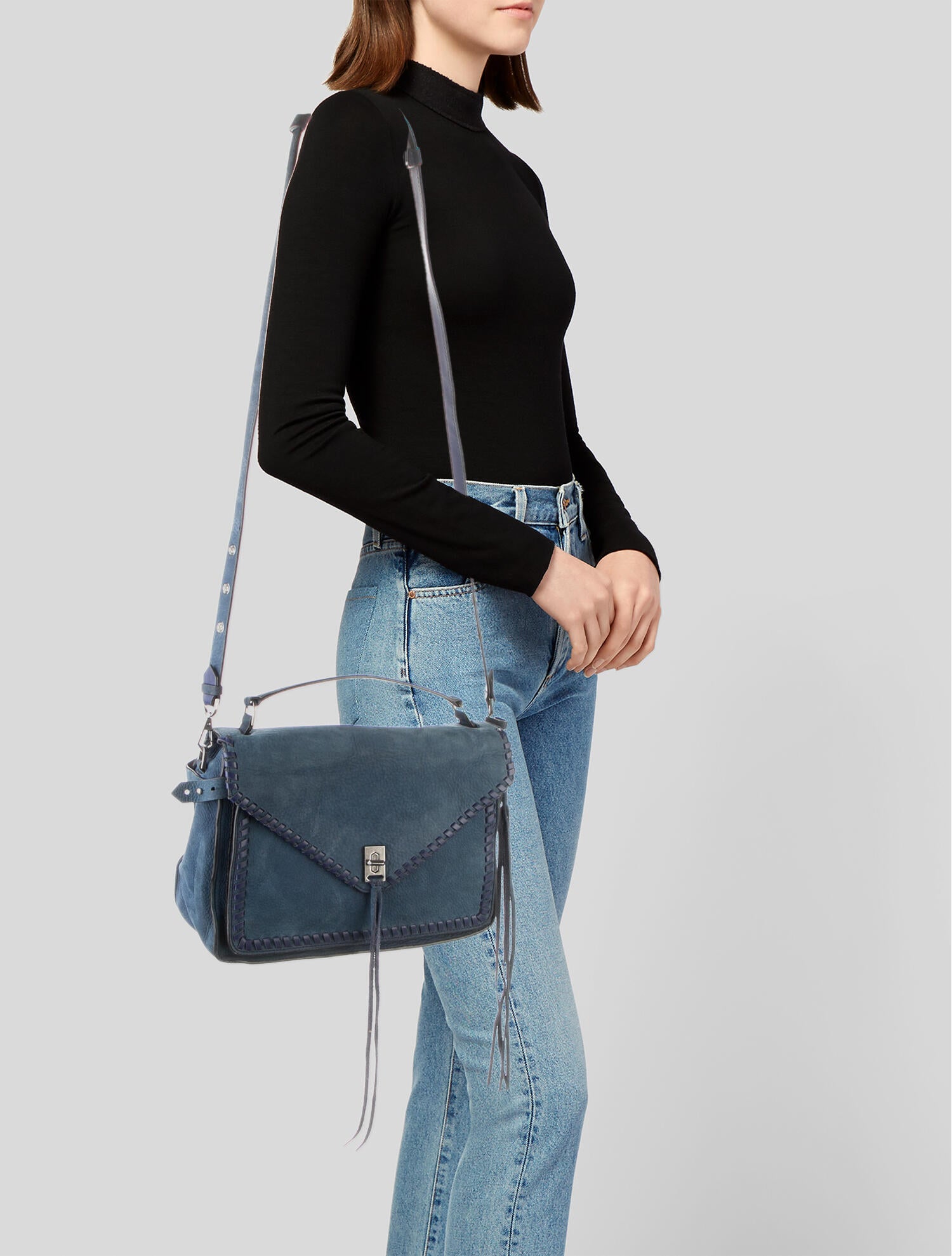 Rebecca Minkoff Leather-Trimmed Suede Crossbody Bag