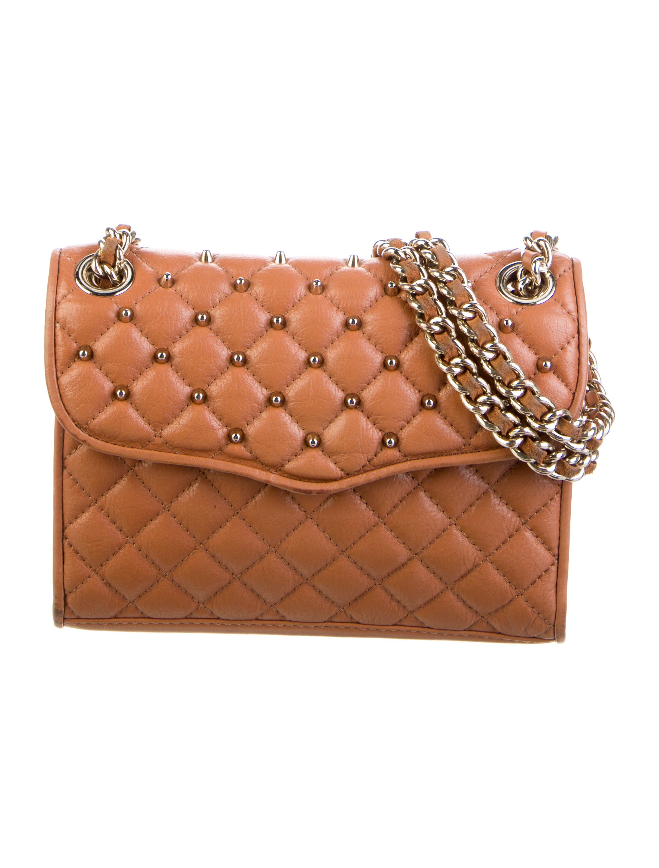 Rebecca Minkoff Studded Leather Shoulder Bag Brown Shoulder Bags